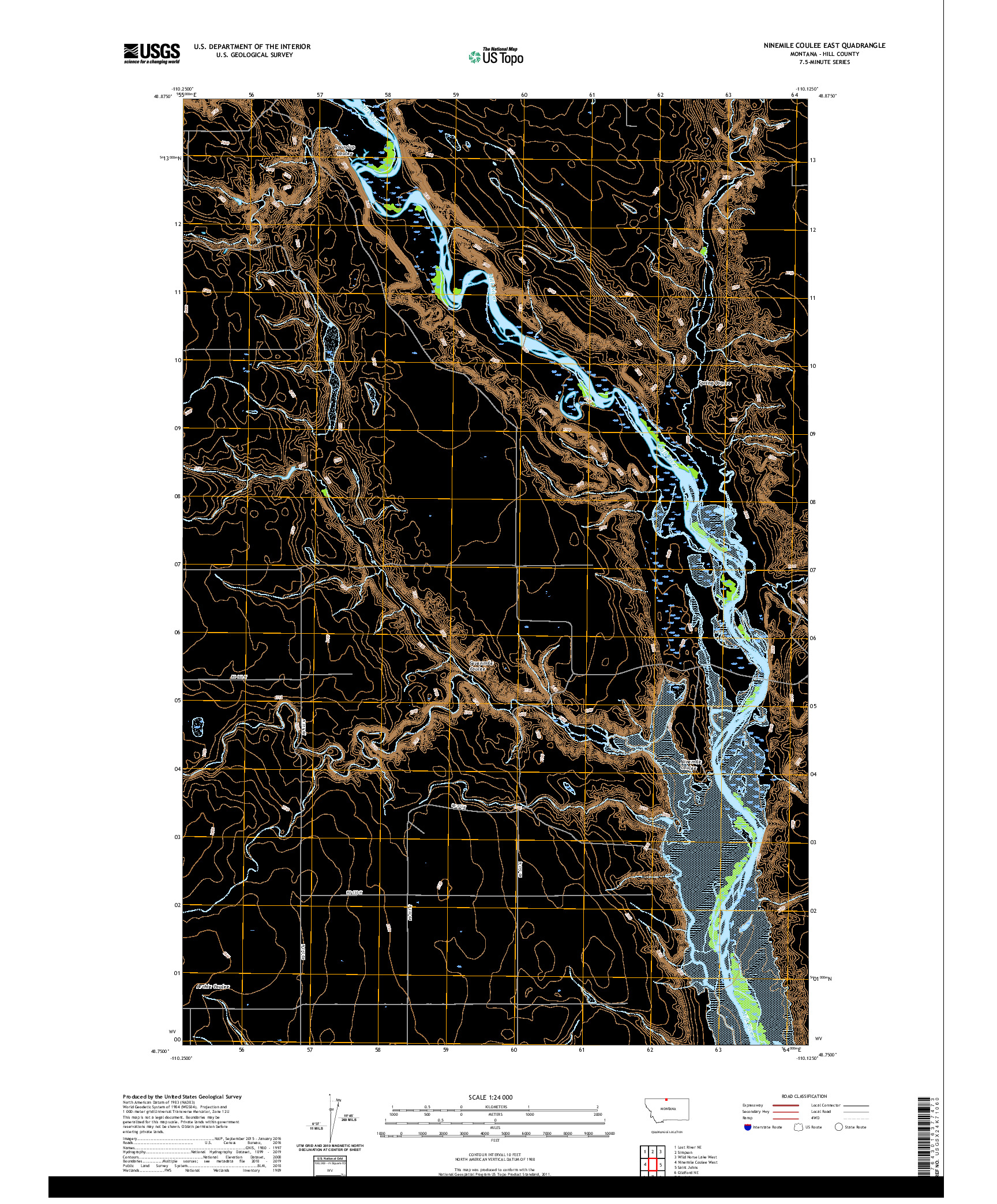 USGS US TOPO 7.5-MINUTE MAP FOR NINEMILE COULEE EAST, MT 2020