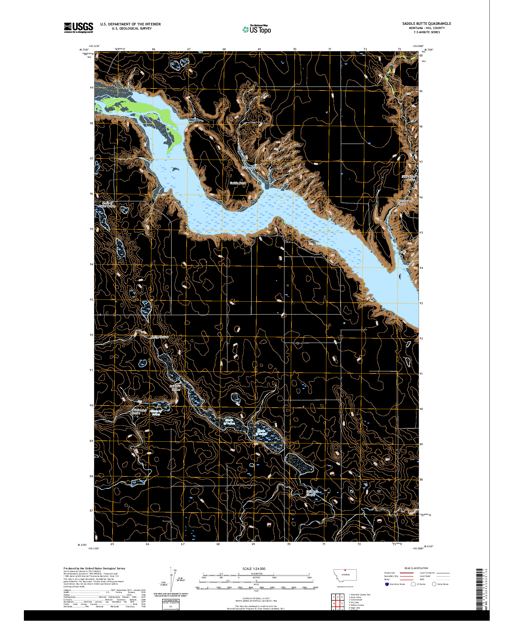 USGS US TOPO 7.5-MINUTE MAP FOR SADDLE BUTTE, MT 2020