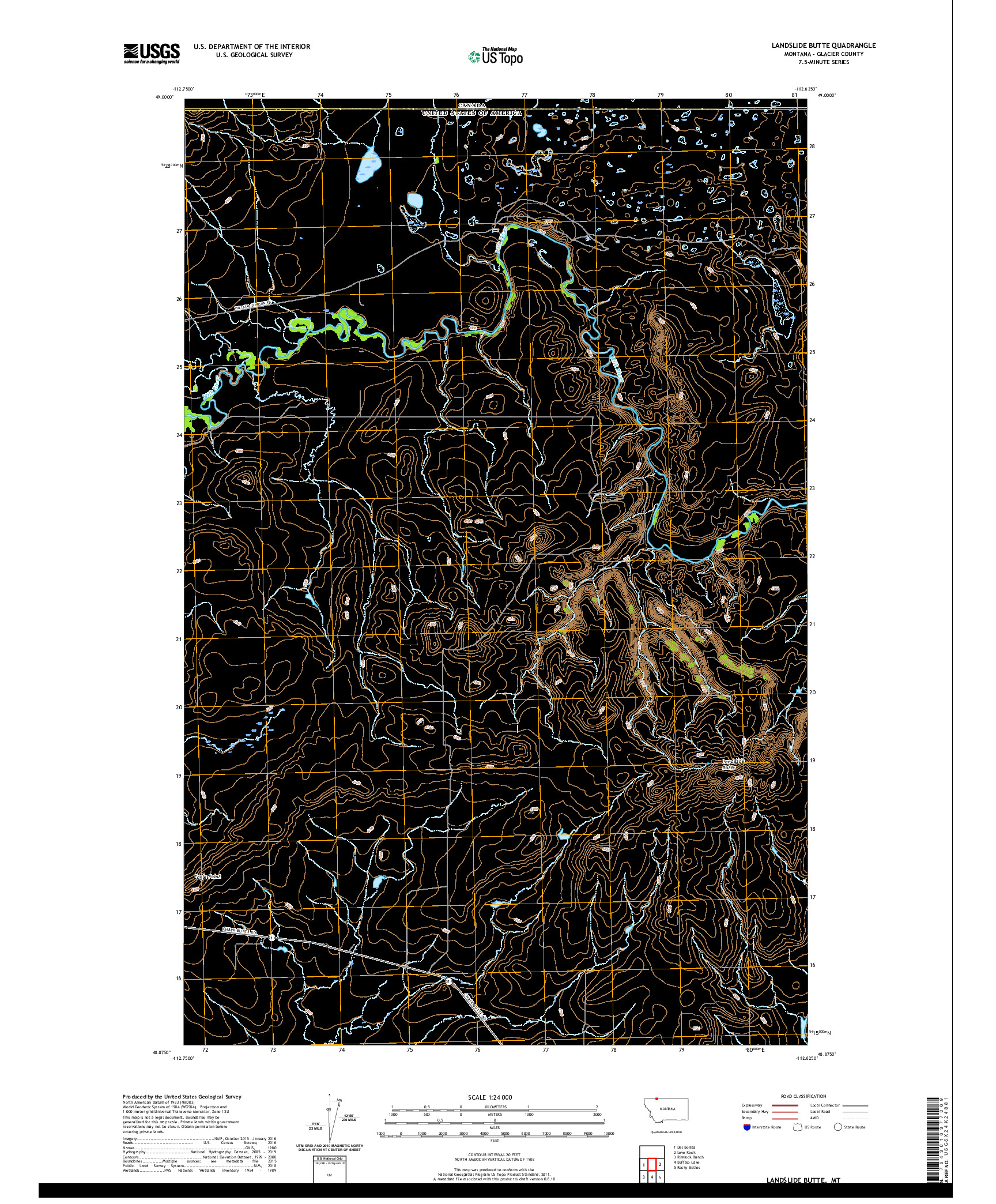 USGS US TOPO 7.5-MINUTE MAP FOR LANDSLIDE BUTTE, MT 2020
