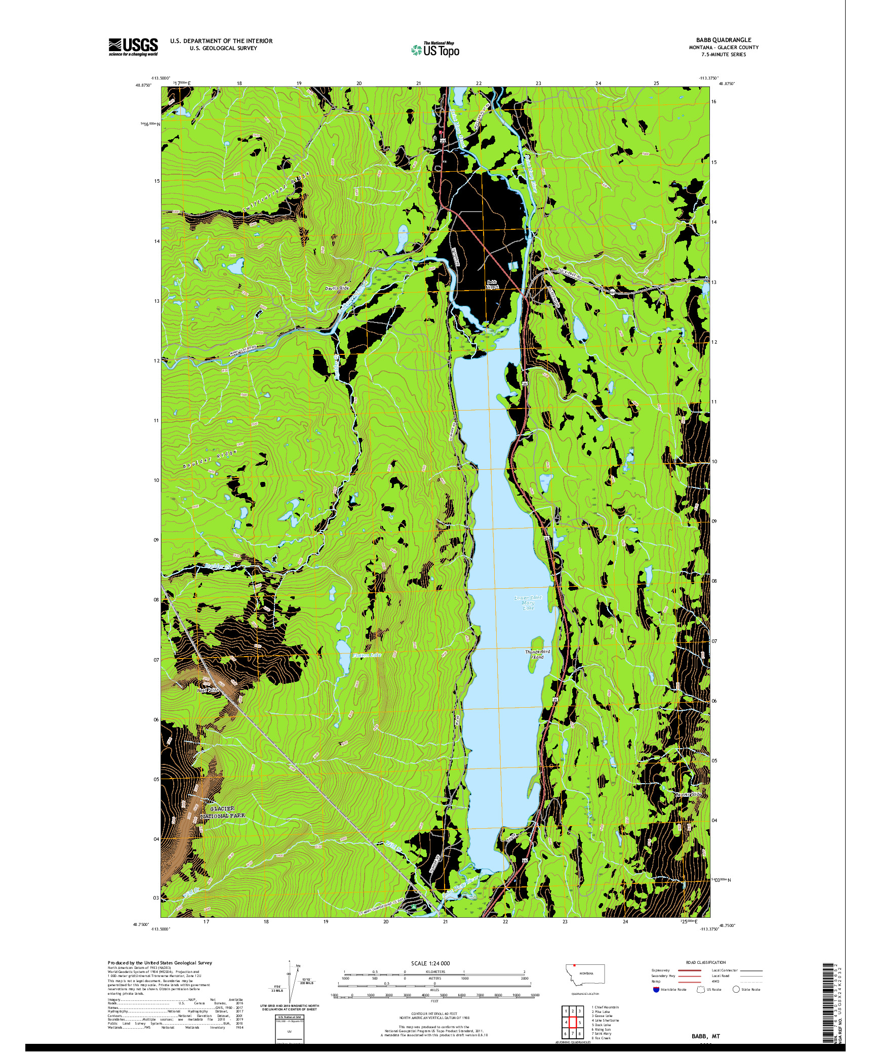 USGS US TOPO 7.5-MINUTE MAP FOR BABB, MT 2020