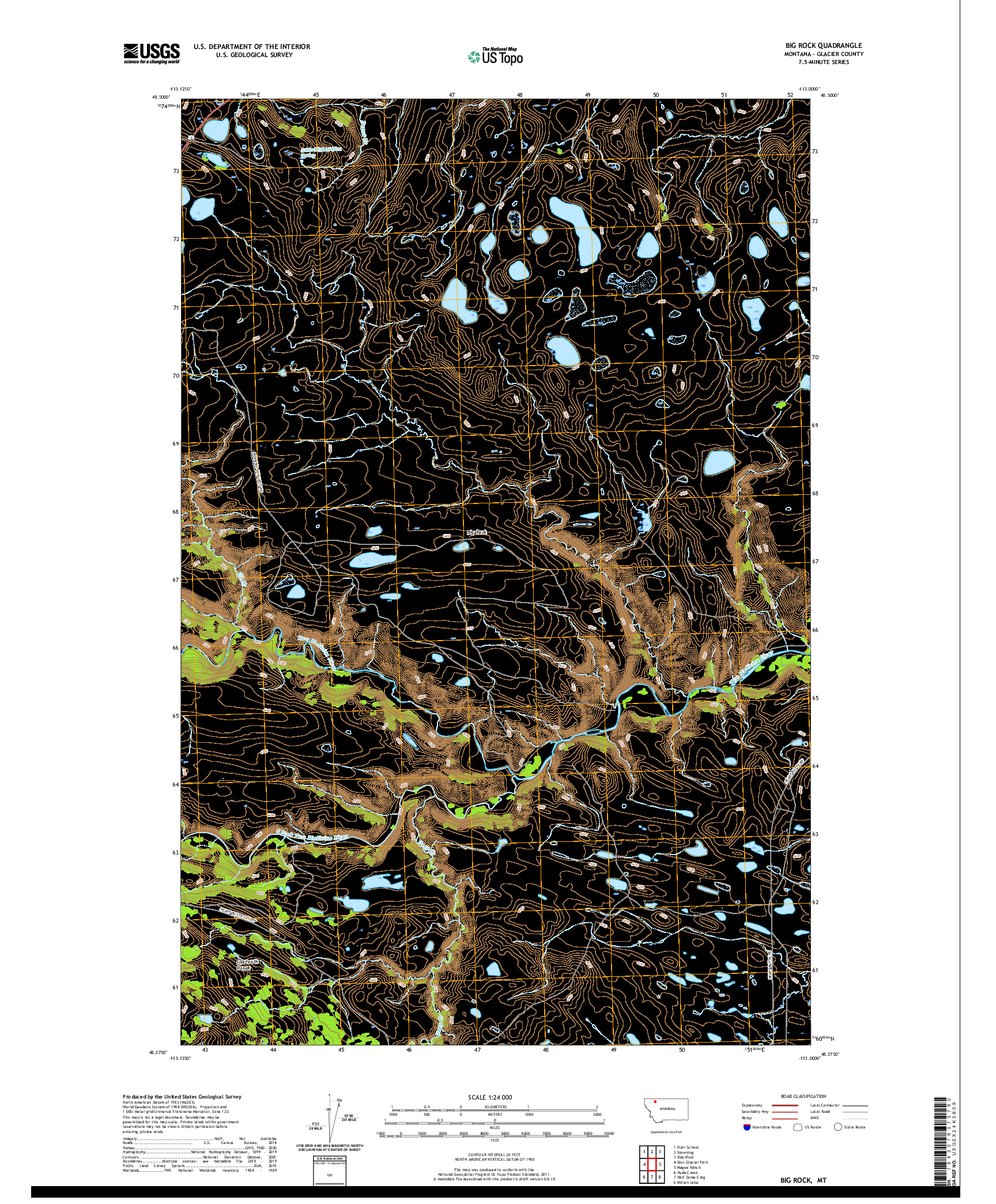 USGS US TOPO 7.5-MINUTE MAP FOR BIG ROCK, MT 2020