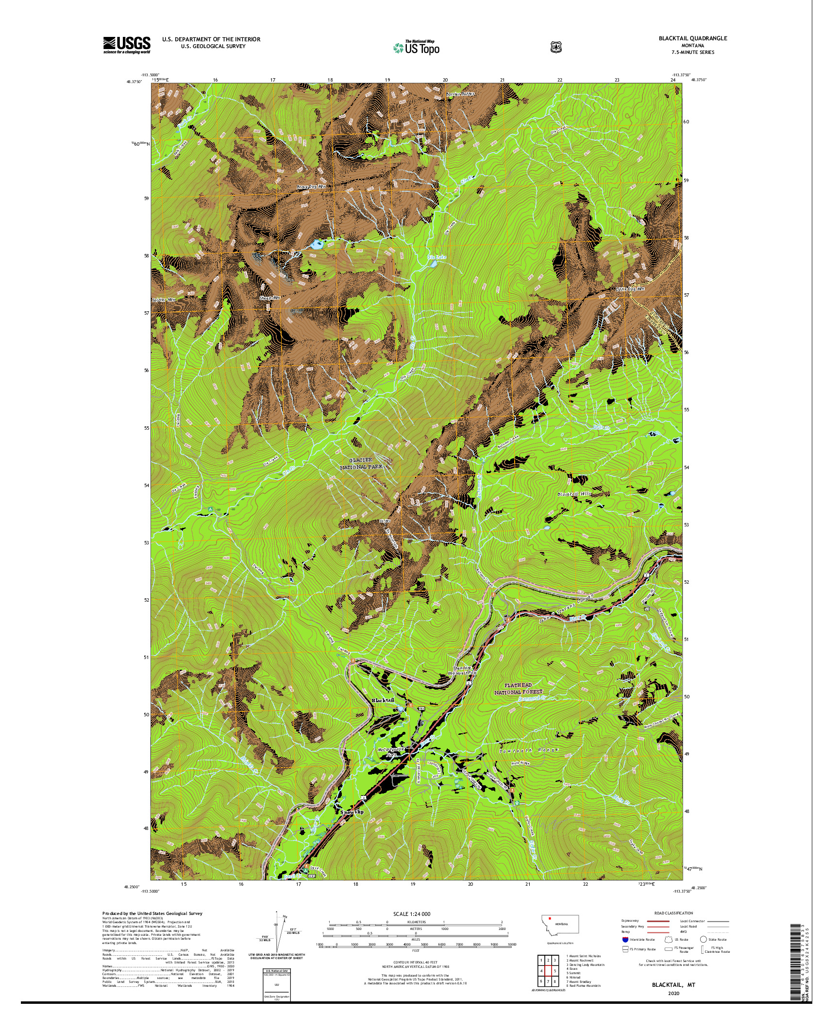 USGS US TOPO 7.5-MINUTE MAP FOR BLACKTAIL, MT 2020