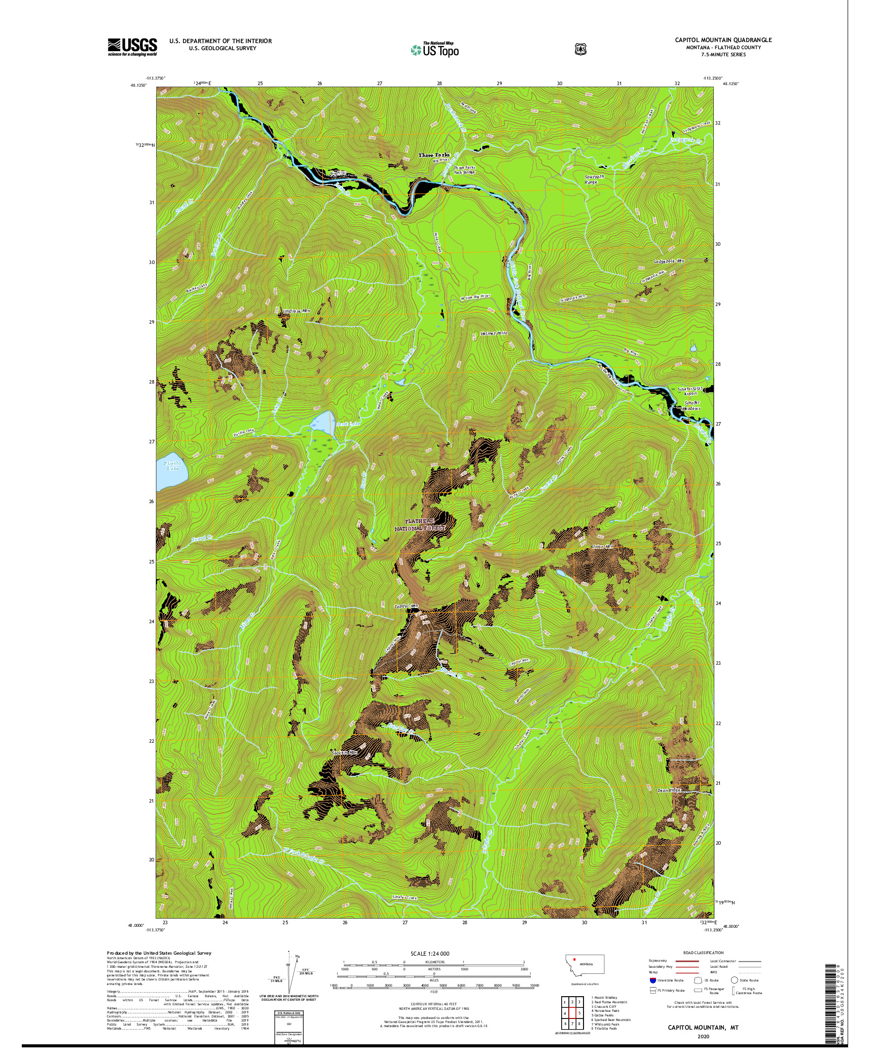USGS US TOPO 7.5-MINUTE MAP FOR CAPITOL MOUNTAIN, MT 2020