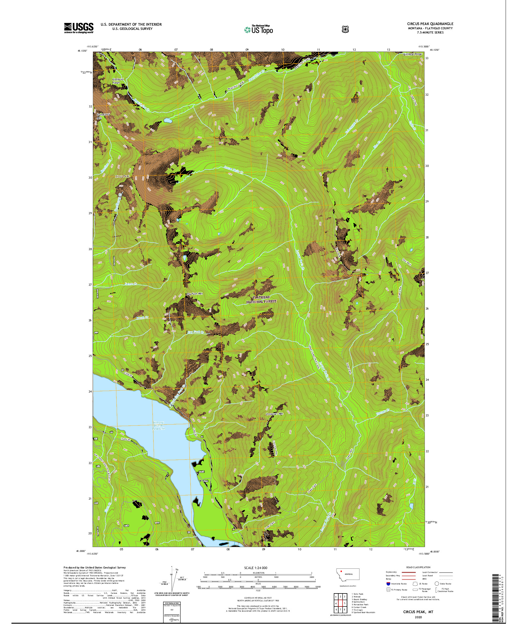 USGS US TOPO 7.5-MINUTE MAP FOR CIRCUS PEAK, MT 2020