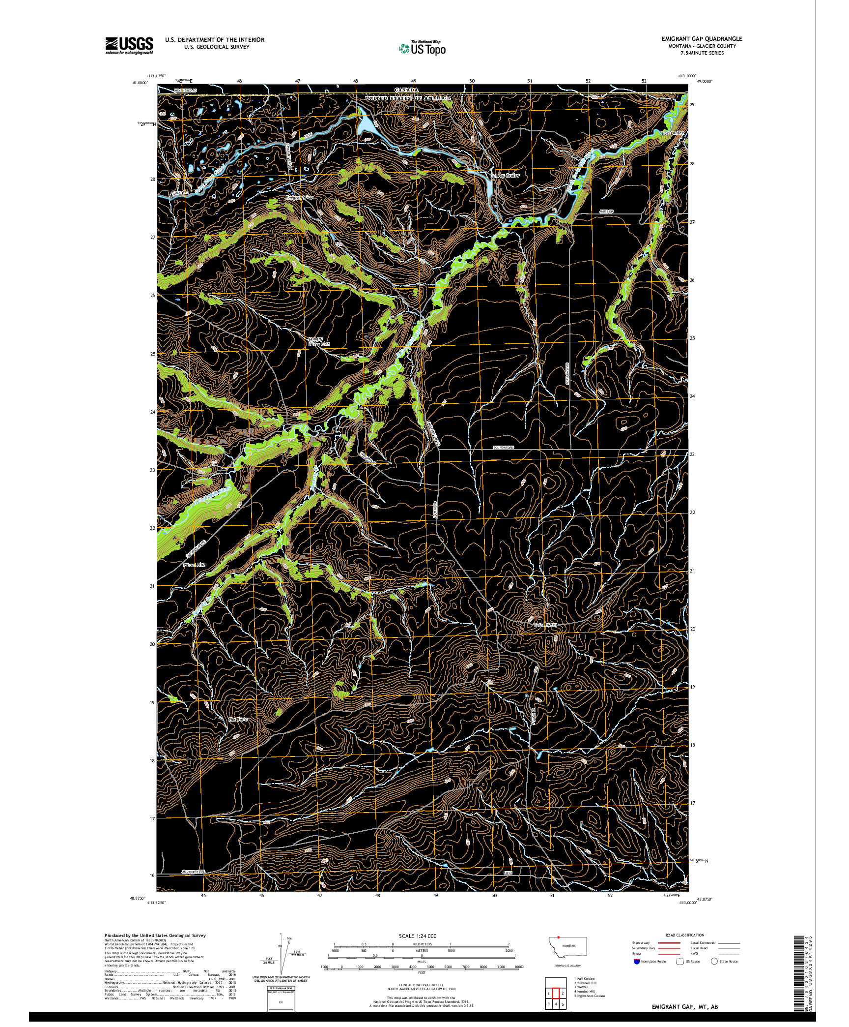 USGS US TOPO 7.5-MINUTE MAP FOR EMIGRANT GAP, MT,AB 2020