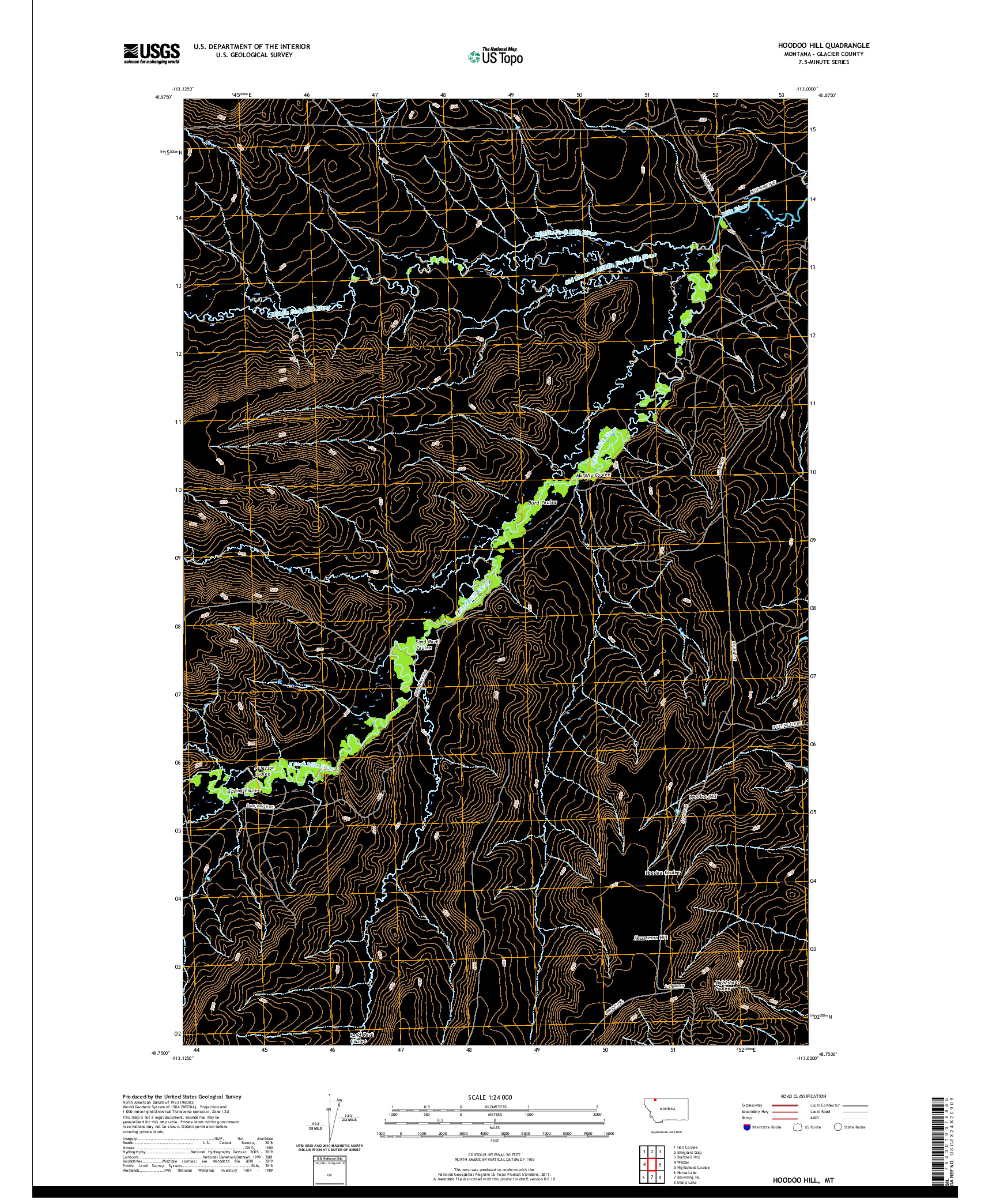 USGS US TOPO 7.5-MINUTE MAP FOR HOODOO HILL, MT 2020