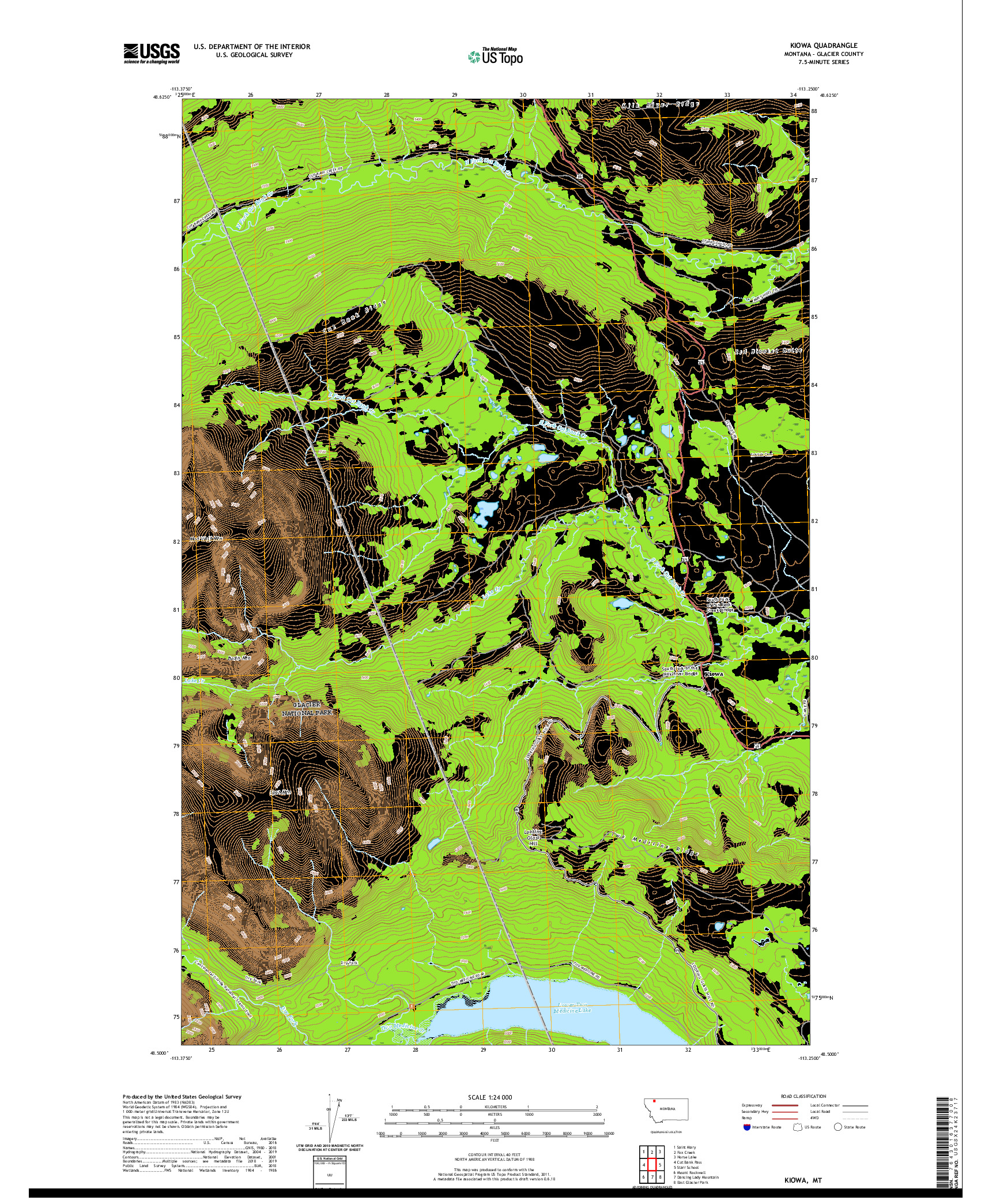 USGS US TOPO 7.5-MINUTE MAP FOR KIOWA, MT 2020