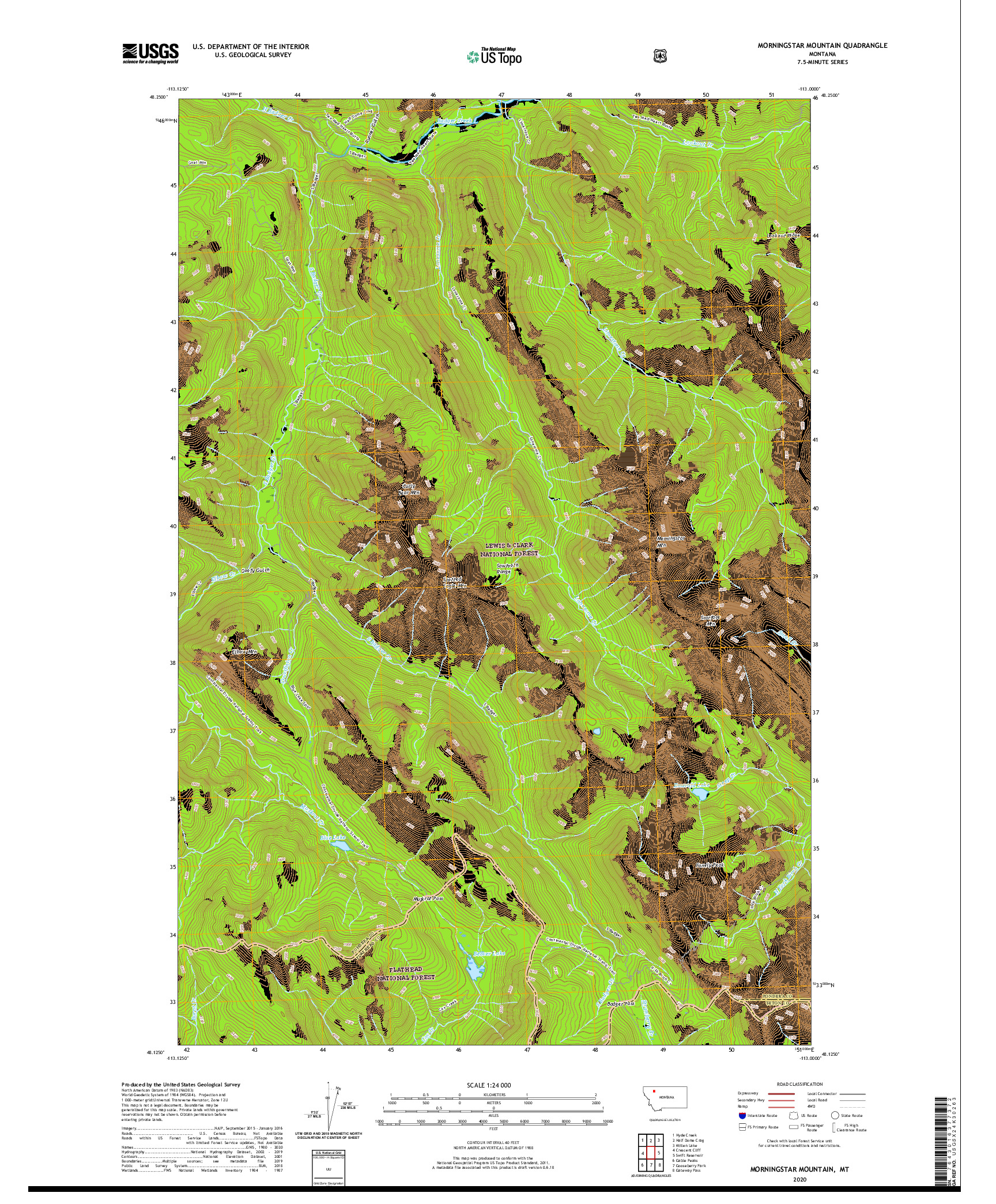 USGS US TOPO 7.5-MINUTE MAP FOR MORNINGSTAR MOUNTAIN, MT 2020