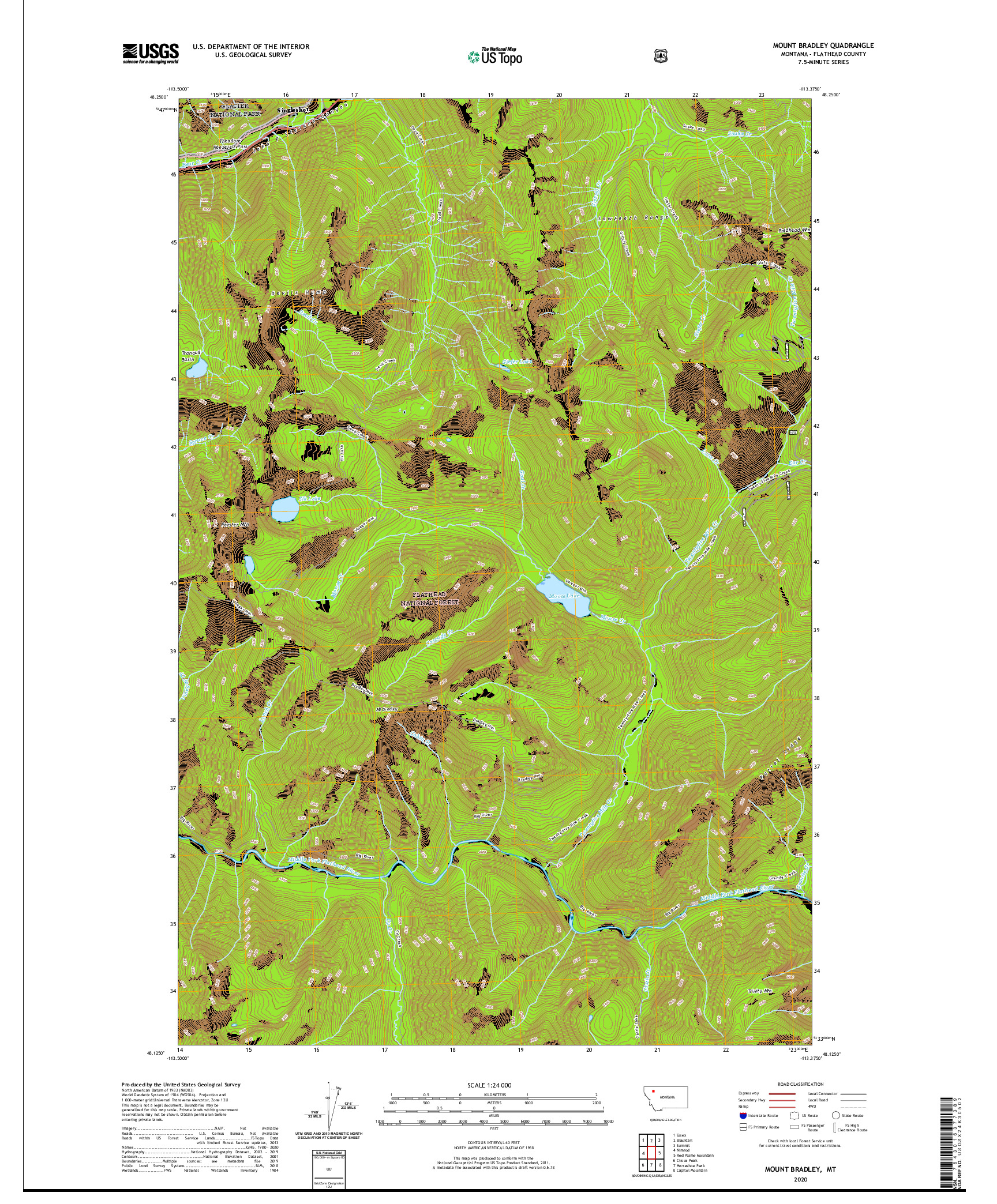 USGS US TOPO 7.5-MINUTE MAP FOR MOUNT BRADLEY, MT 2020