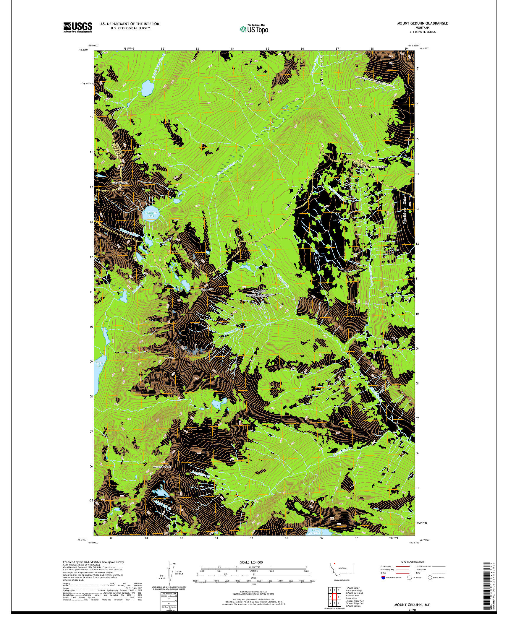 USGS US TOPO 7.5-MINUTE MAP FOR MOUNT GEDUHN, MT 2020