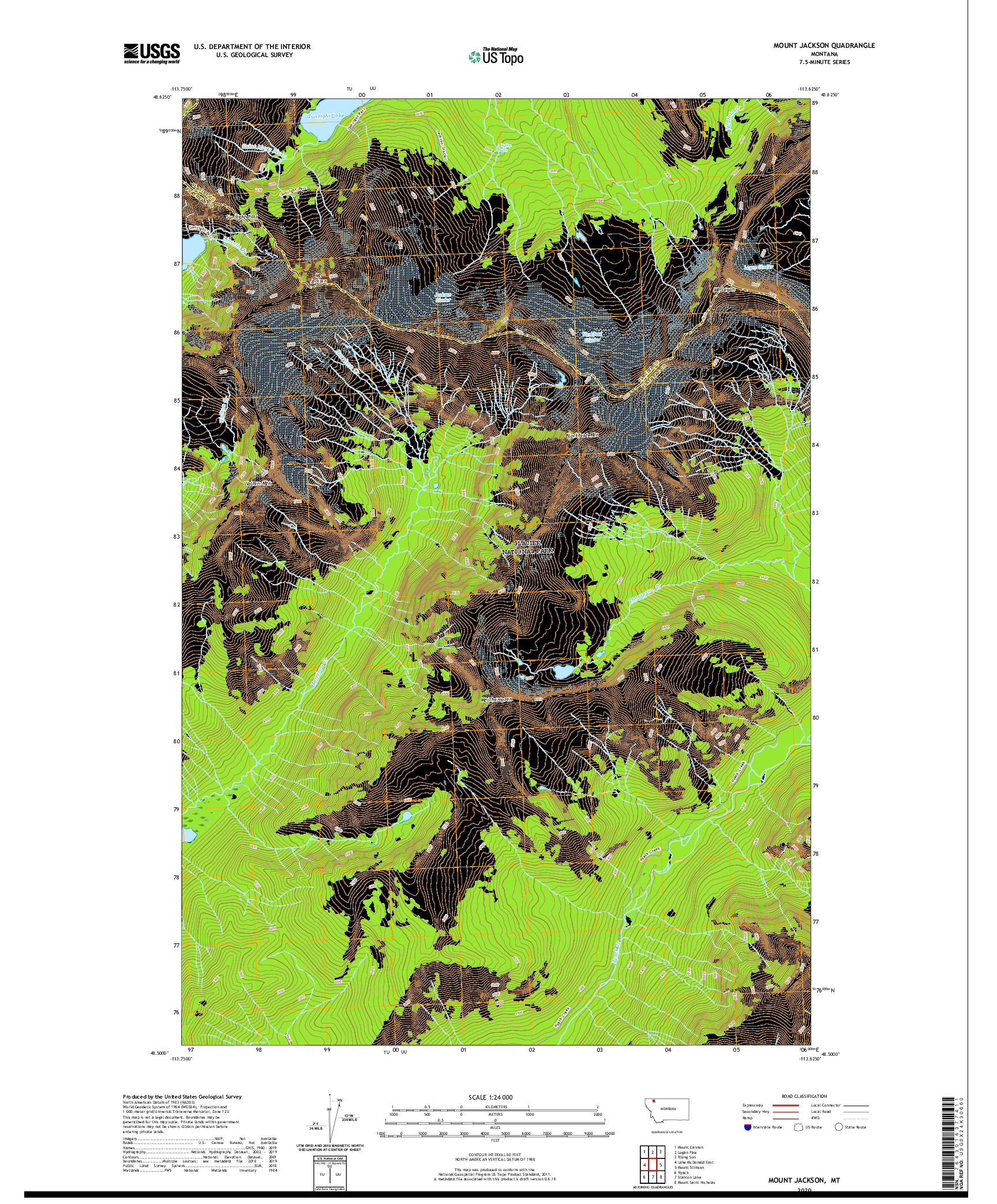 USGS US TOPO 7.5-MINUTE MAP FOR MOUNT JACKSON, MT 2020