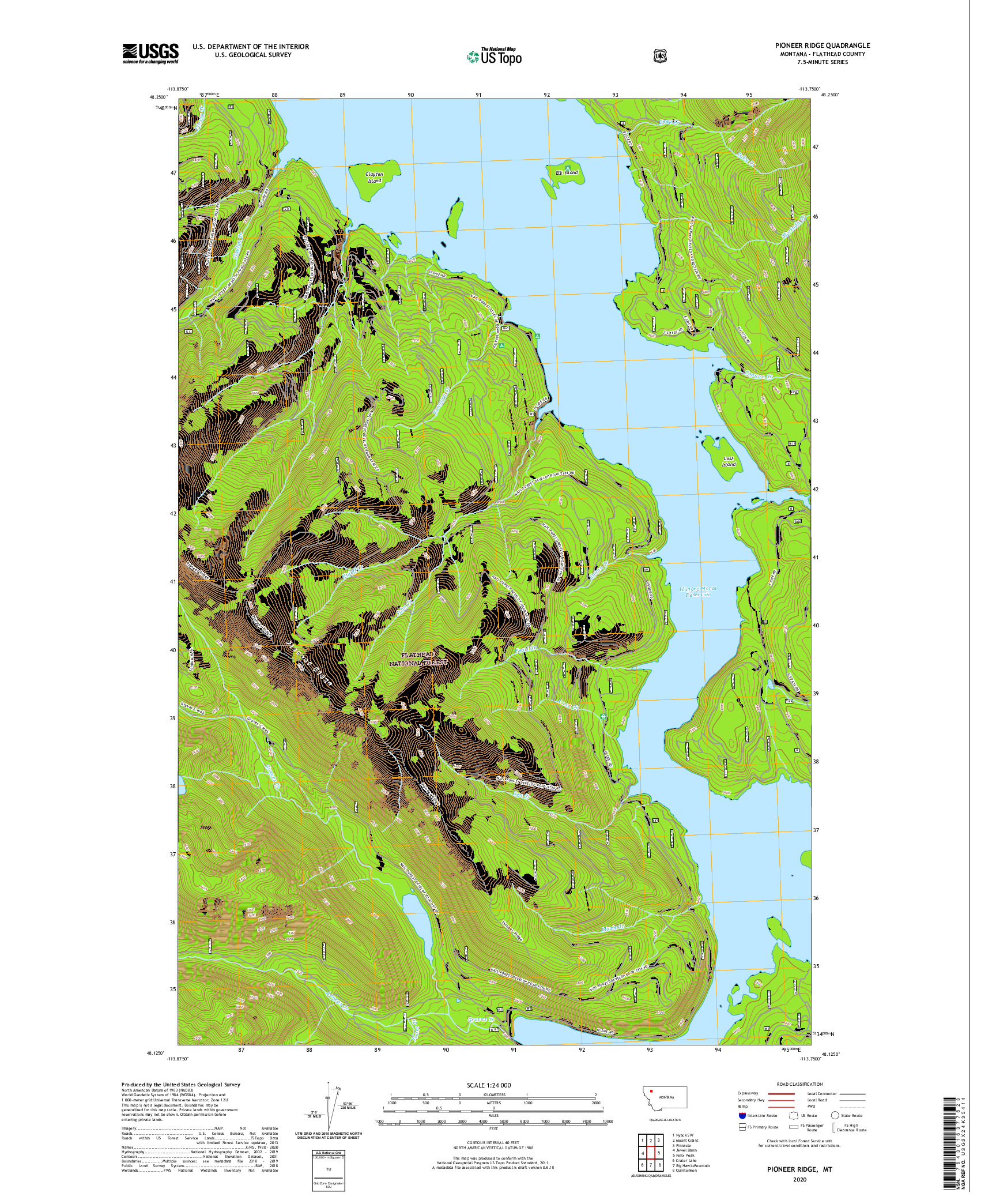 USGS US TOPO 7.5-MINUTE MAP FOR PIONEER RIDGE, MT 2020