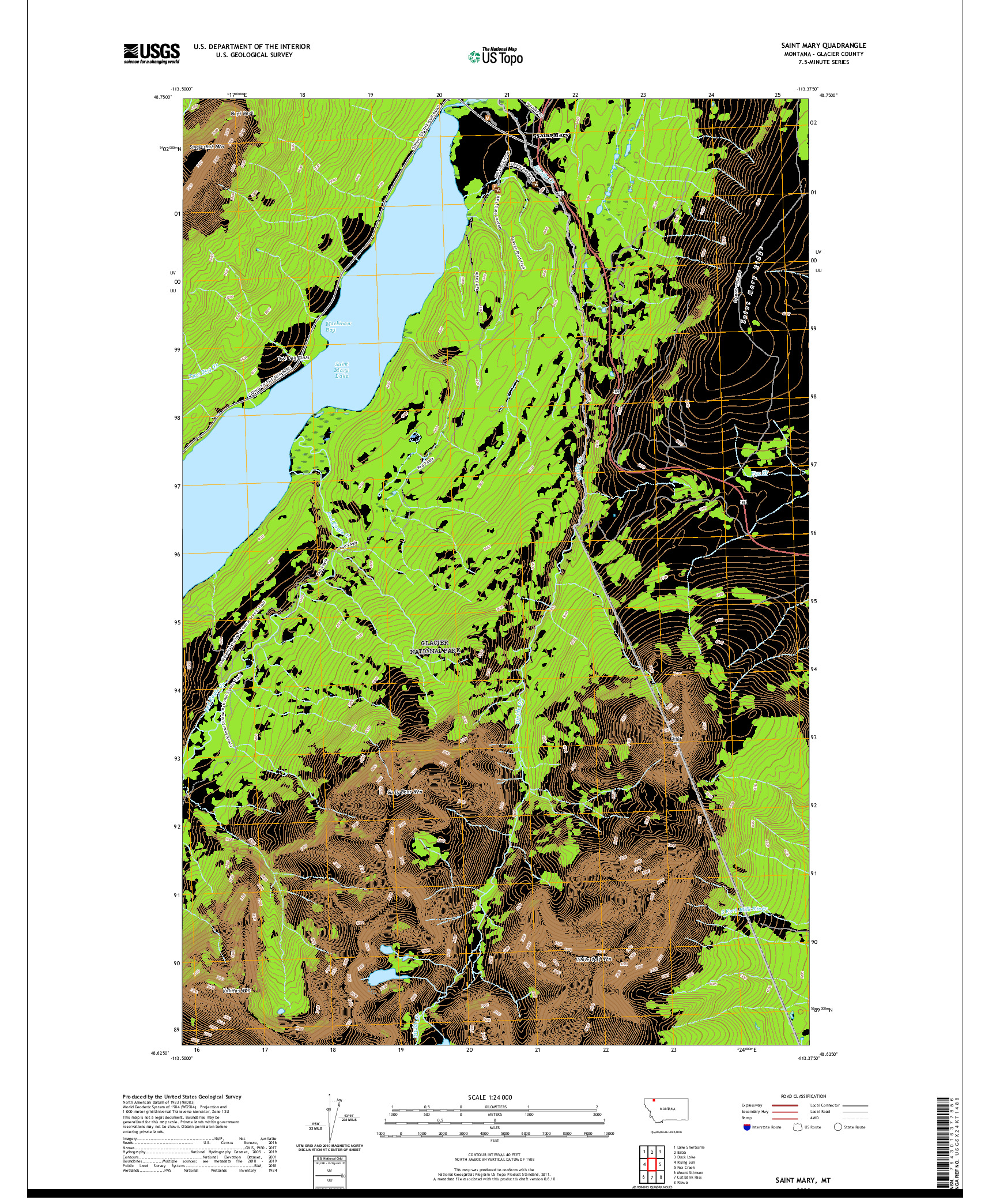 USGS US TOPO 7.5-MINUTE MAP FOR SAINT MARY, MT 2020