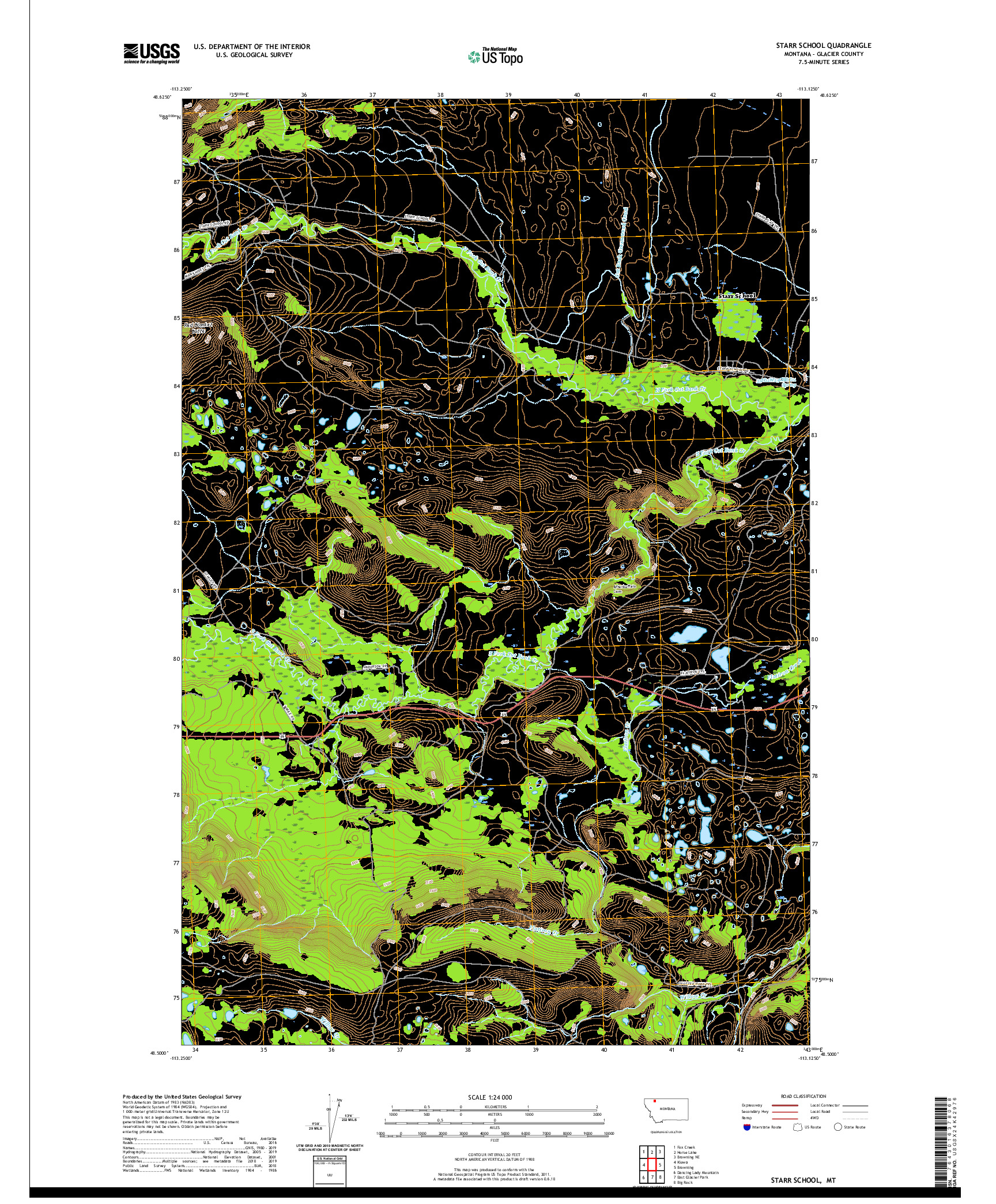 USGS US TOPO 7.5-MINUTE MAP FOR STARR SCHOOL, MT 2020