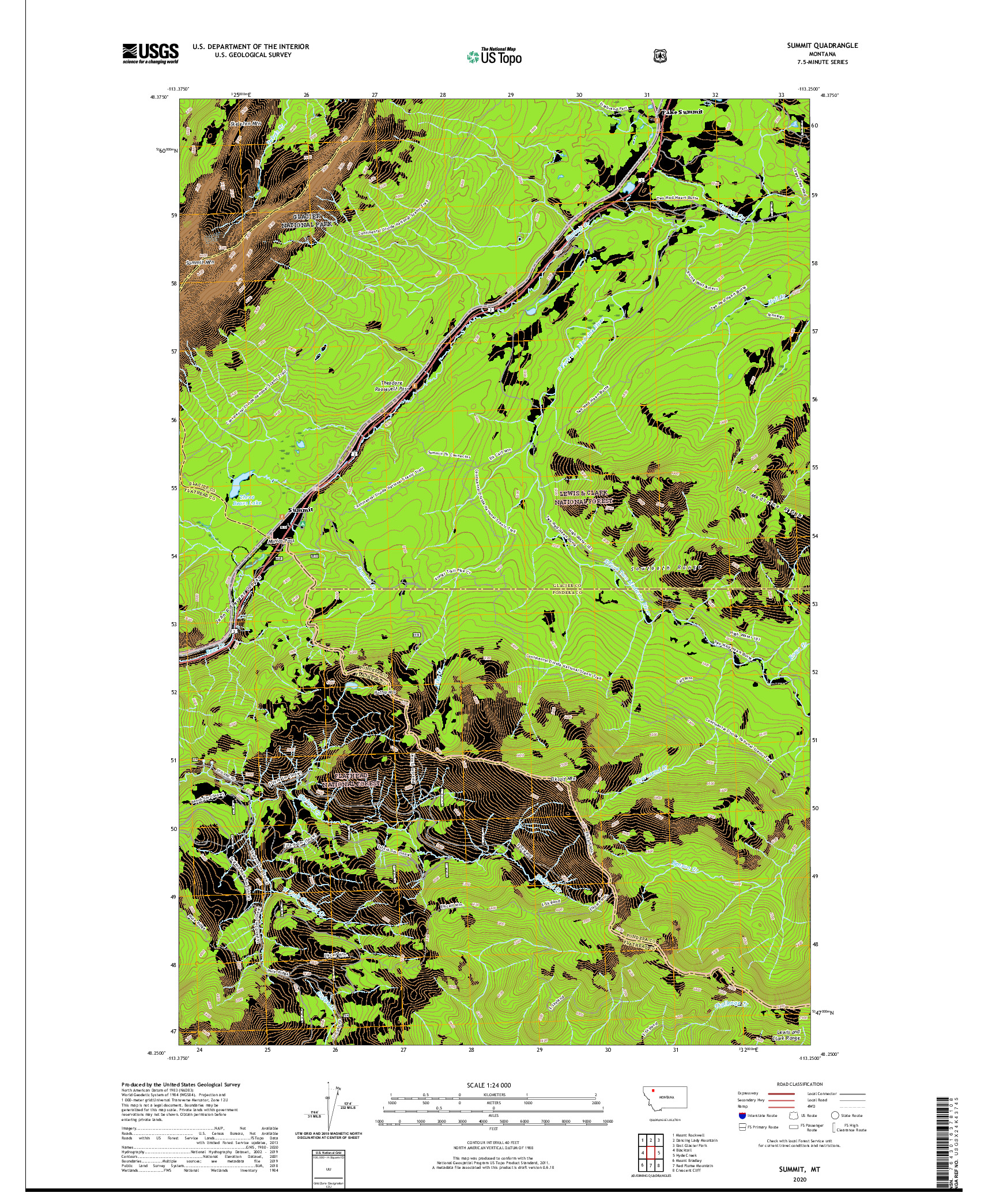 USGS US TOPO 7.5-MINUTE MAP FOR SUMMIT, MT 2020