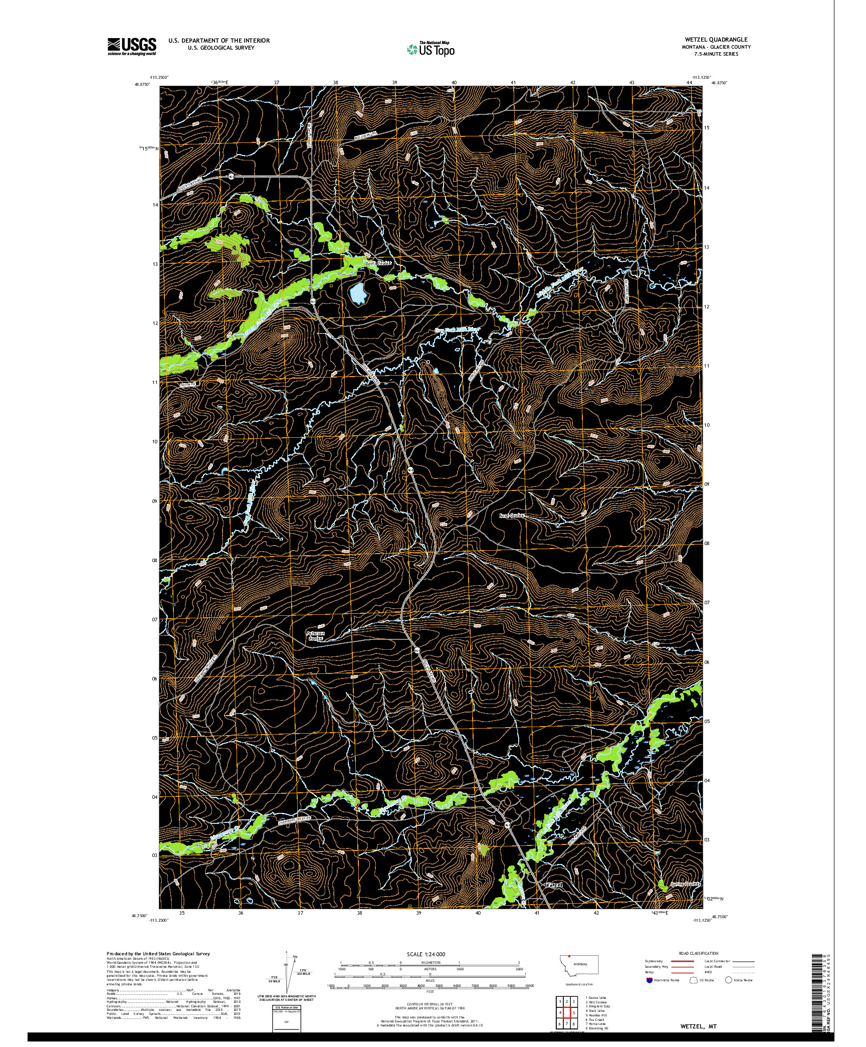 USGS US TOPO 7.5-MINUTE MAP FOR WETZEL, MT 2020