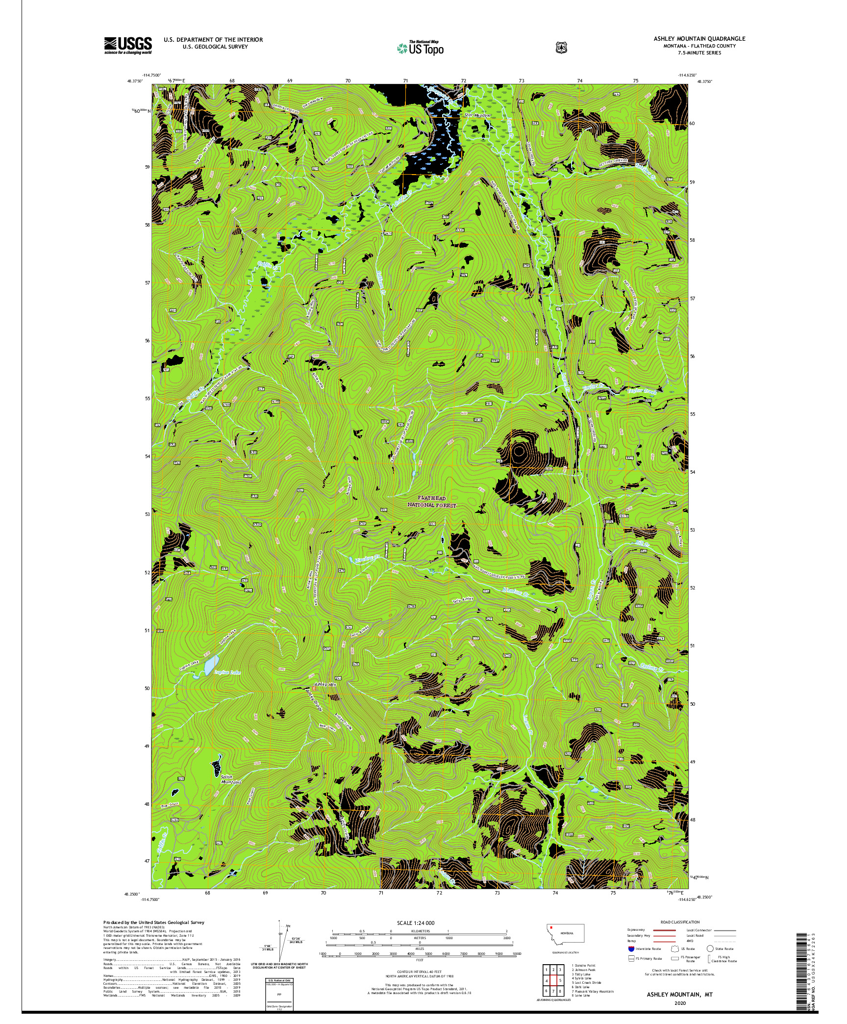 USGS US TOPO 7.5-MINUTE MAP FOR ASHLEY MOUNTAIN, MT 2020