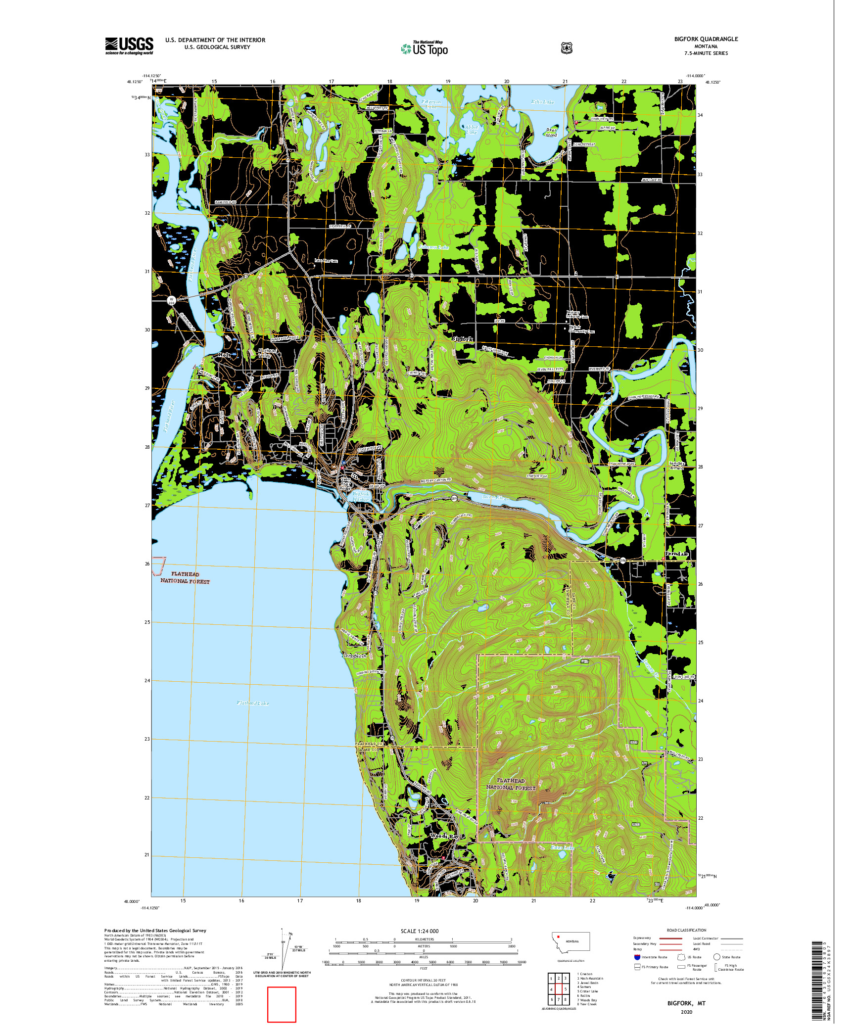 USGS US TOPO 7.5-MINUTE MAP FOR BIGFORK, MT 2020