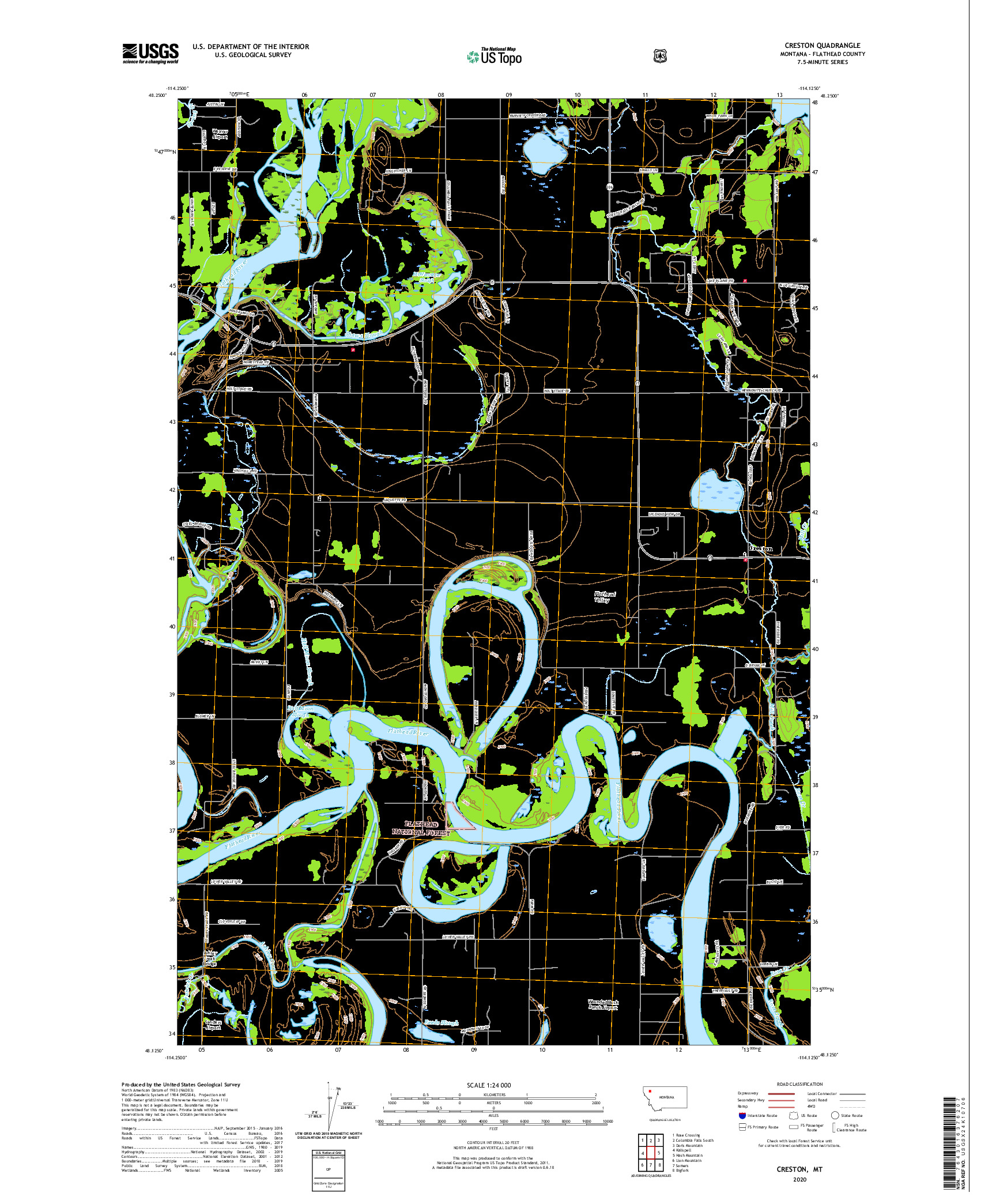 USGS US TOPO 7.5-MINUTE MAP FOR CRESTON, MT 2020