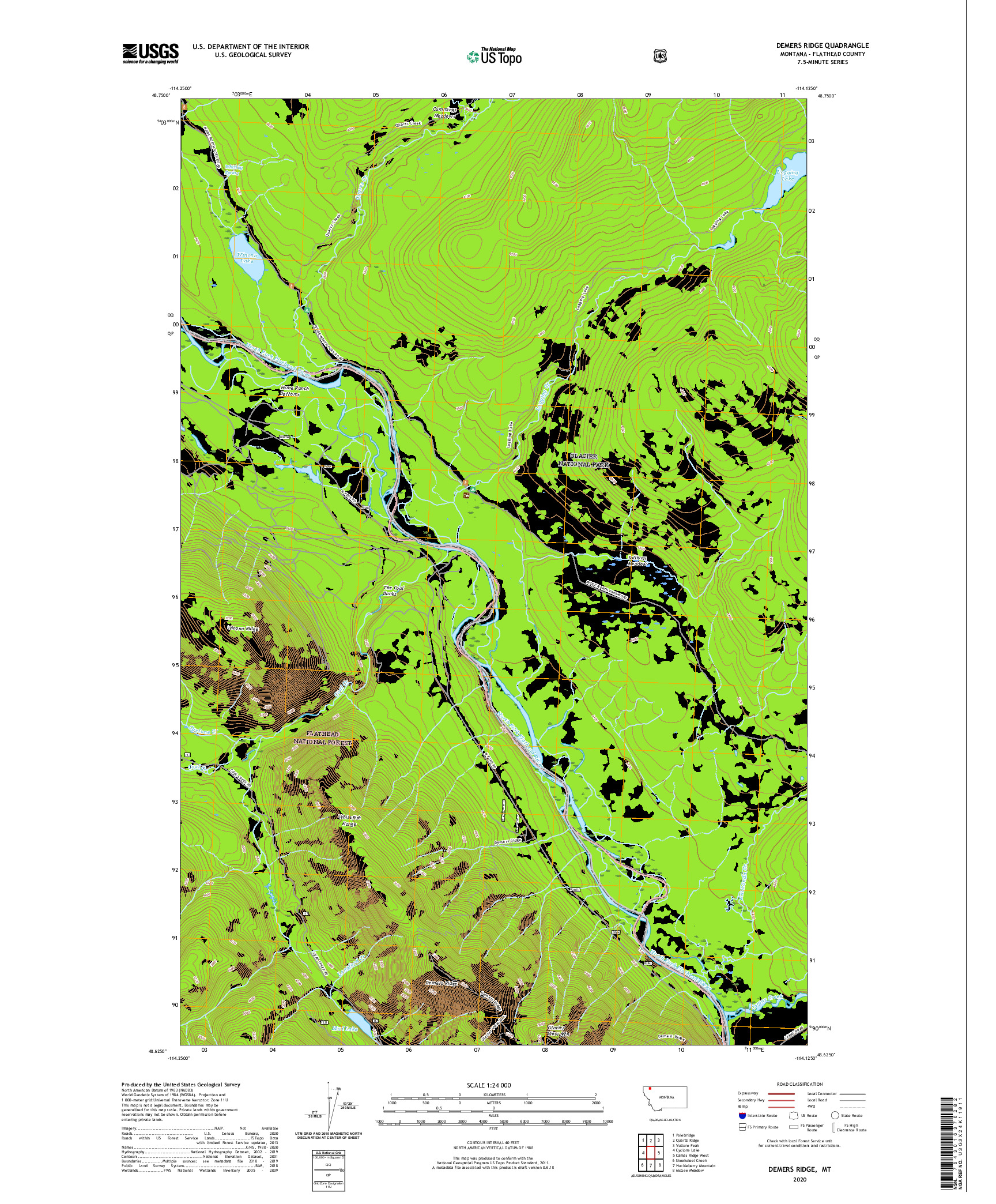 USGS US TOPO 7.5-MINUTE MAP FOR DEMERS RIDGE, MT 2020