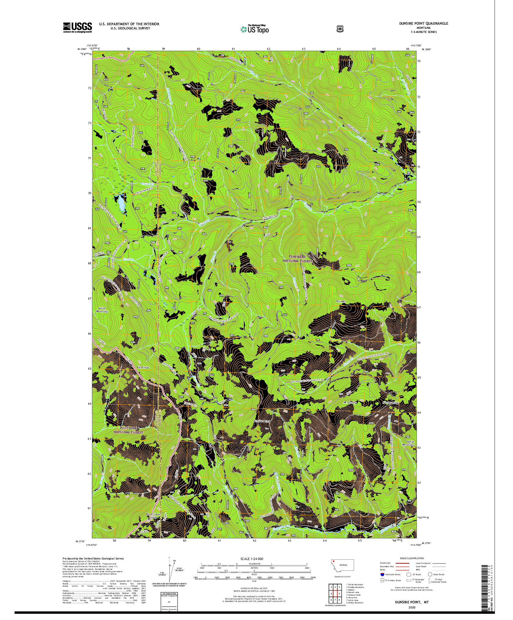 USGS US TOPO 7.5-MINUTE MAP FOR DUNSIRE POINT, MT 2020