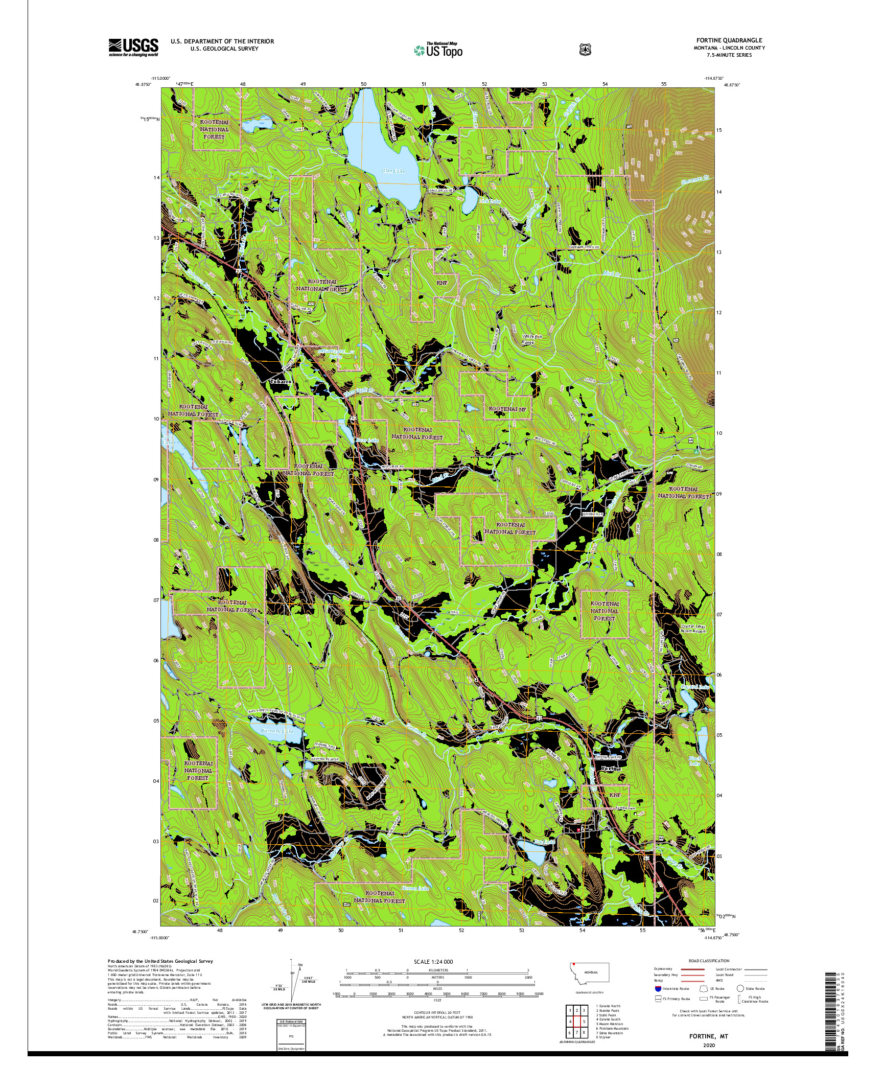 USGS US TOPO 7.5-MINUTE MAP FOR FORTINE, MT 2020