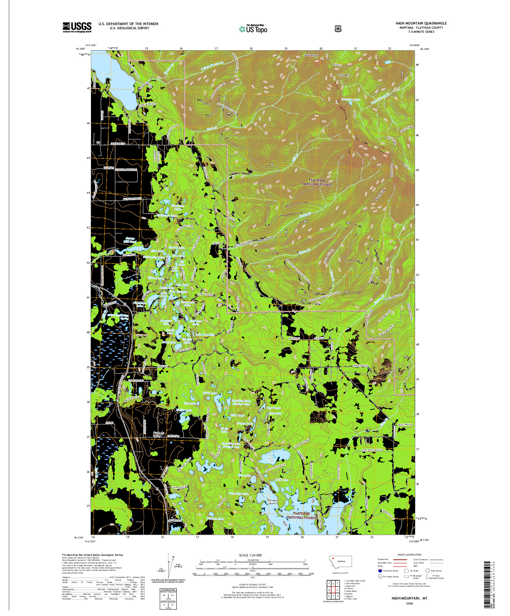 USGS US TOPO 7.5-MINUTE MAP FOR HASH MOUNTAIN, MT 2020