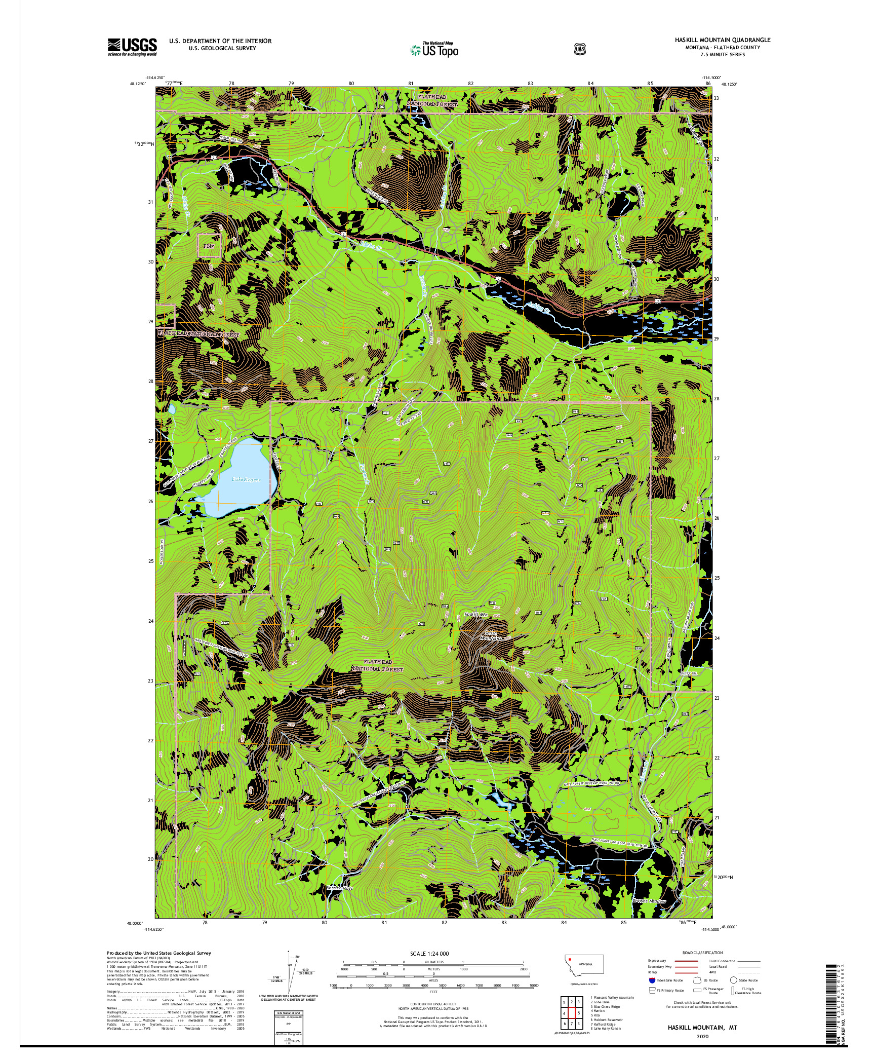 USGS US TOPO 7.5-MINUTE MAP FOR HASKILL MOUNTAIN, MT 2020