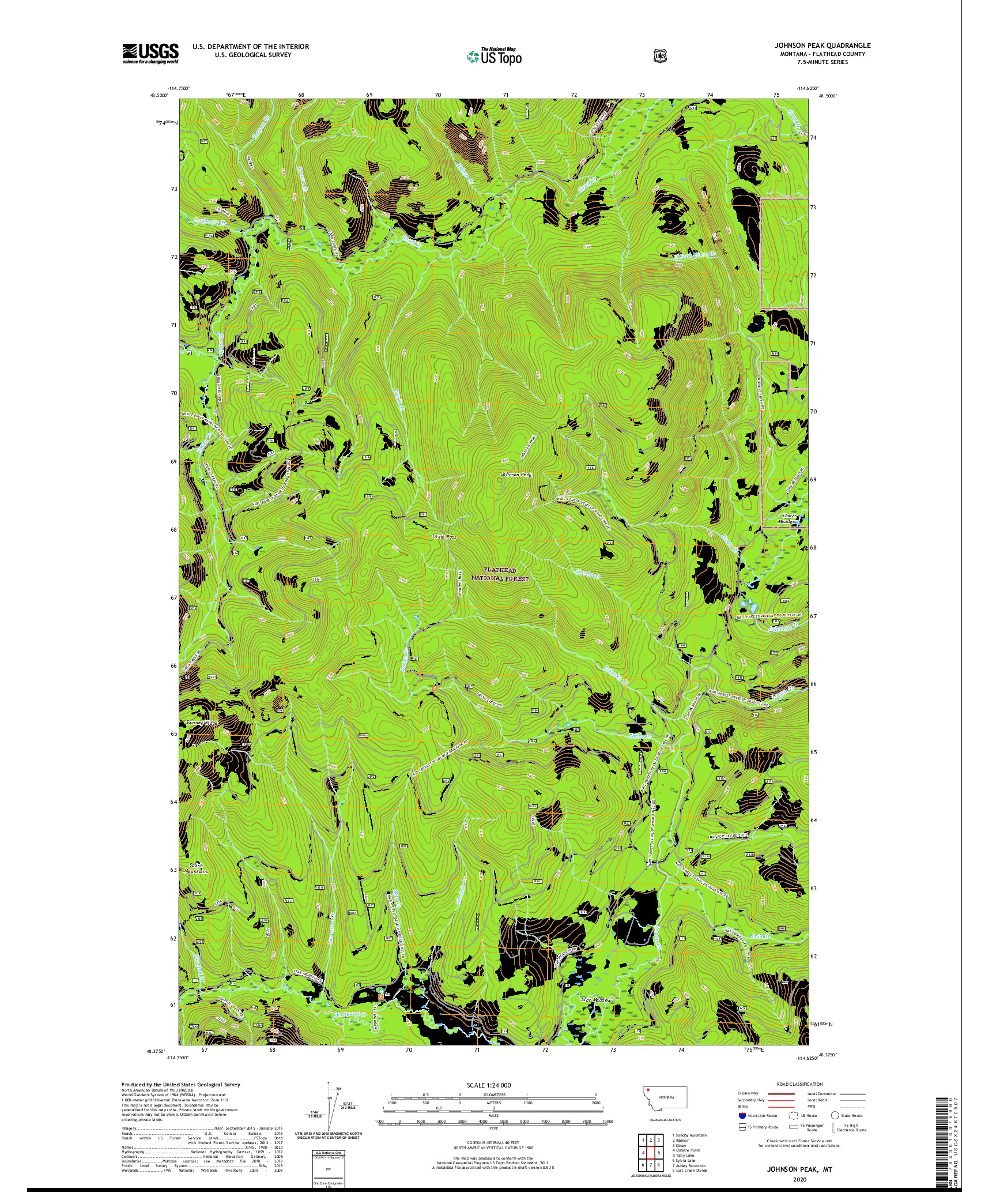 USGS US TOPO 7.5-MINUTE MAP FOR JOHNSON PEAK, MT 2020