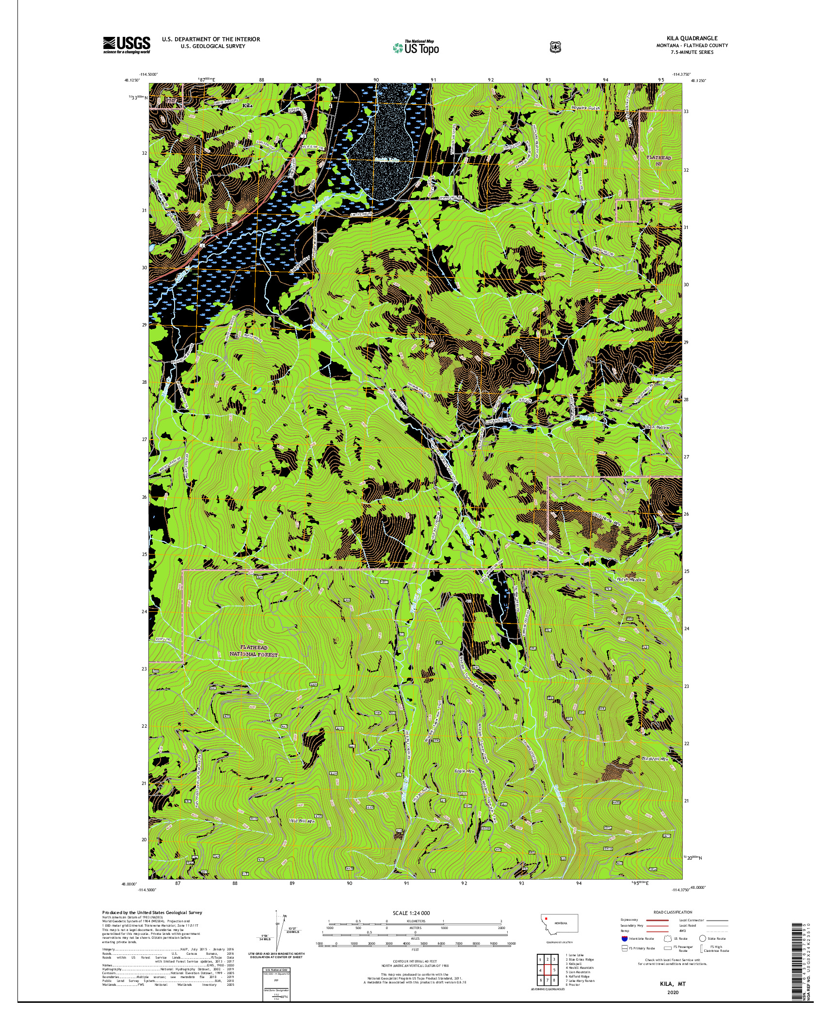 USGS US TOPO 7.5-MINUTE MAP FOR KILA, MT 2020