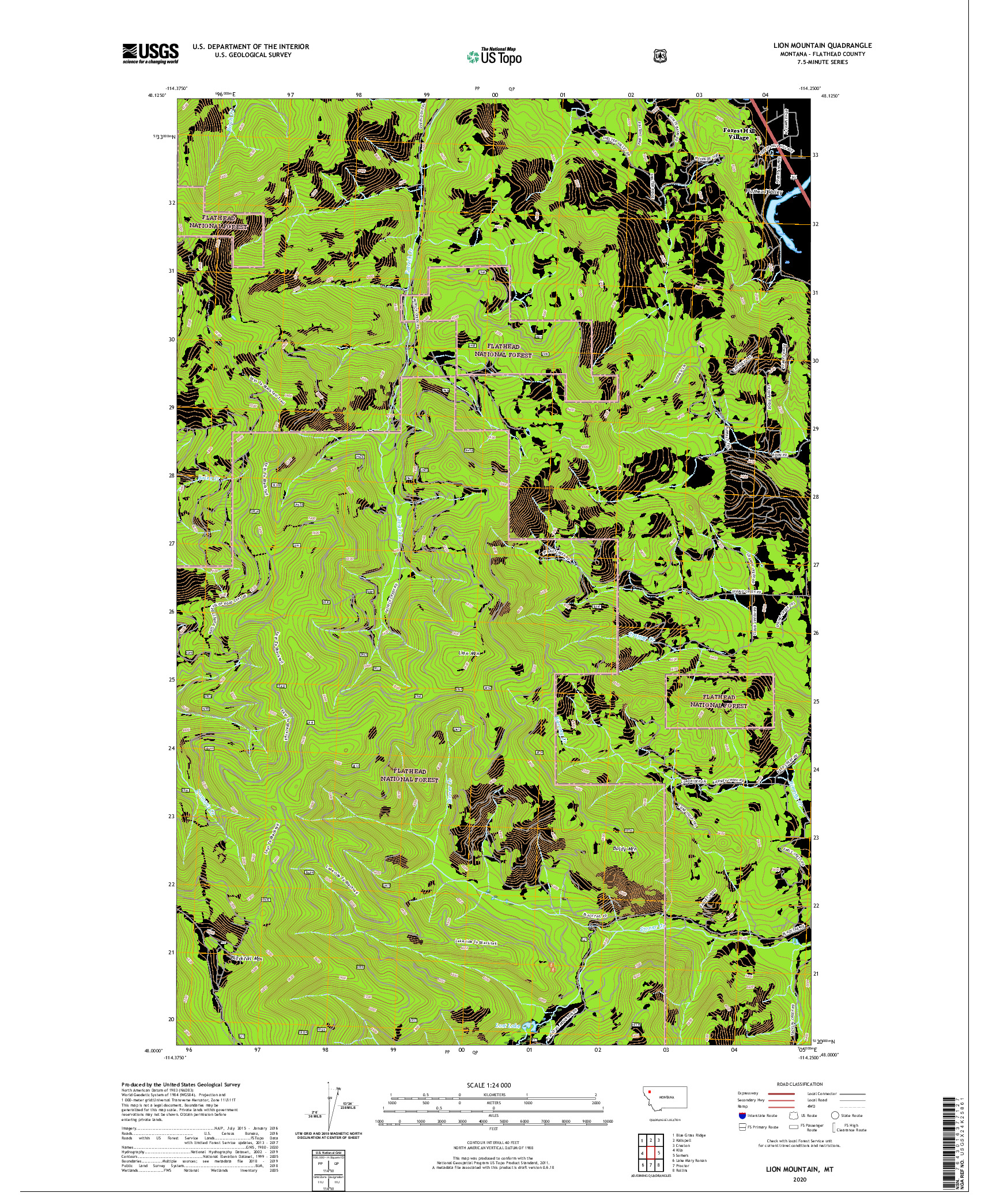 USGS US TOPO 7.5-MINUTE MAP FOR LION MOUNTAIN, MT 2020