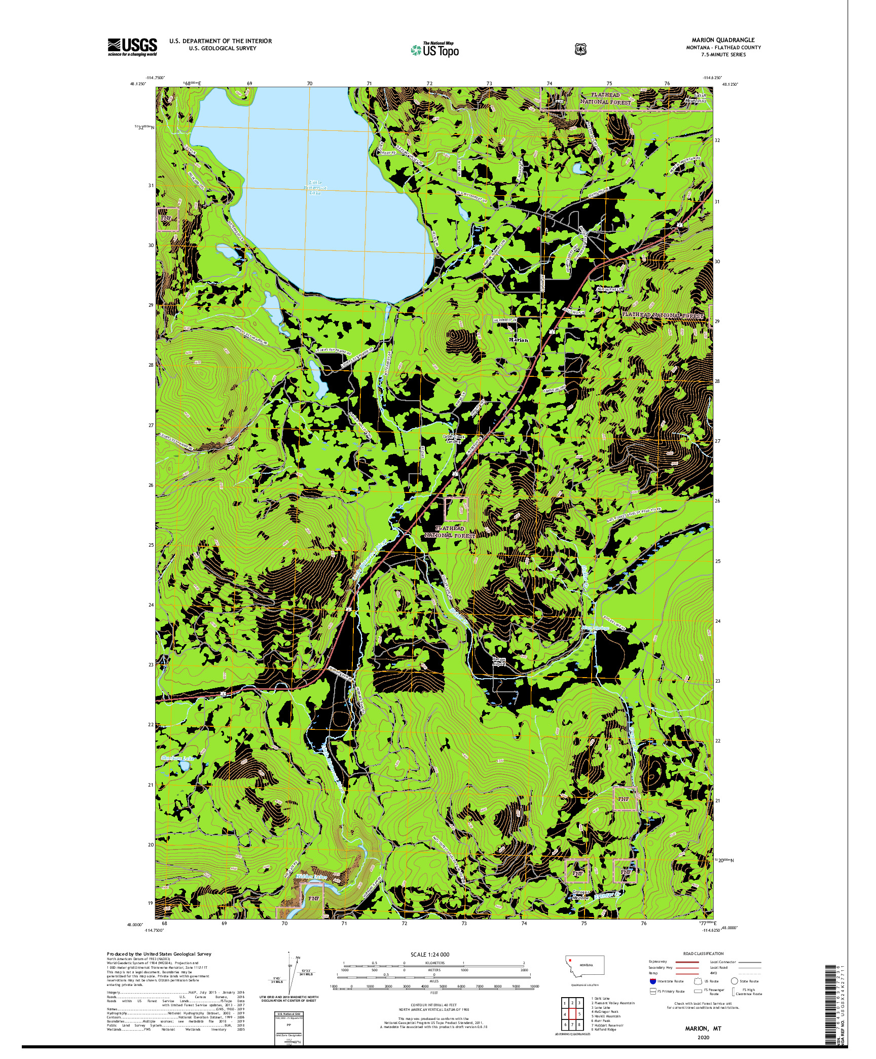 USGS US TOPO 7.5-MINUTE MAP FOR MARION, MT 2020