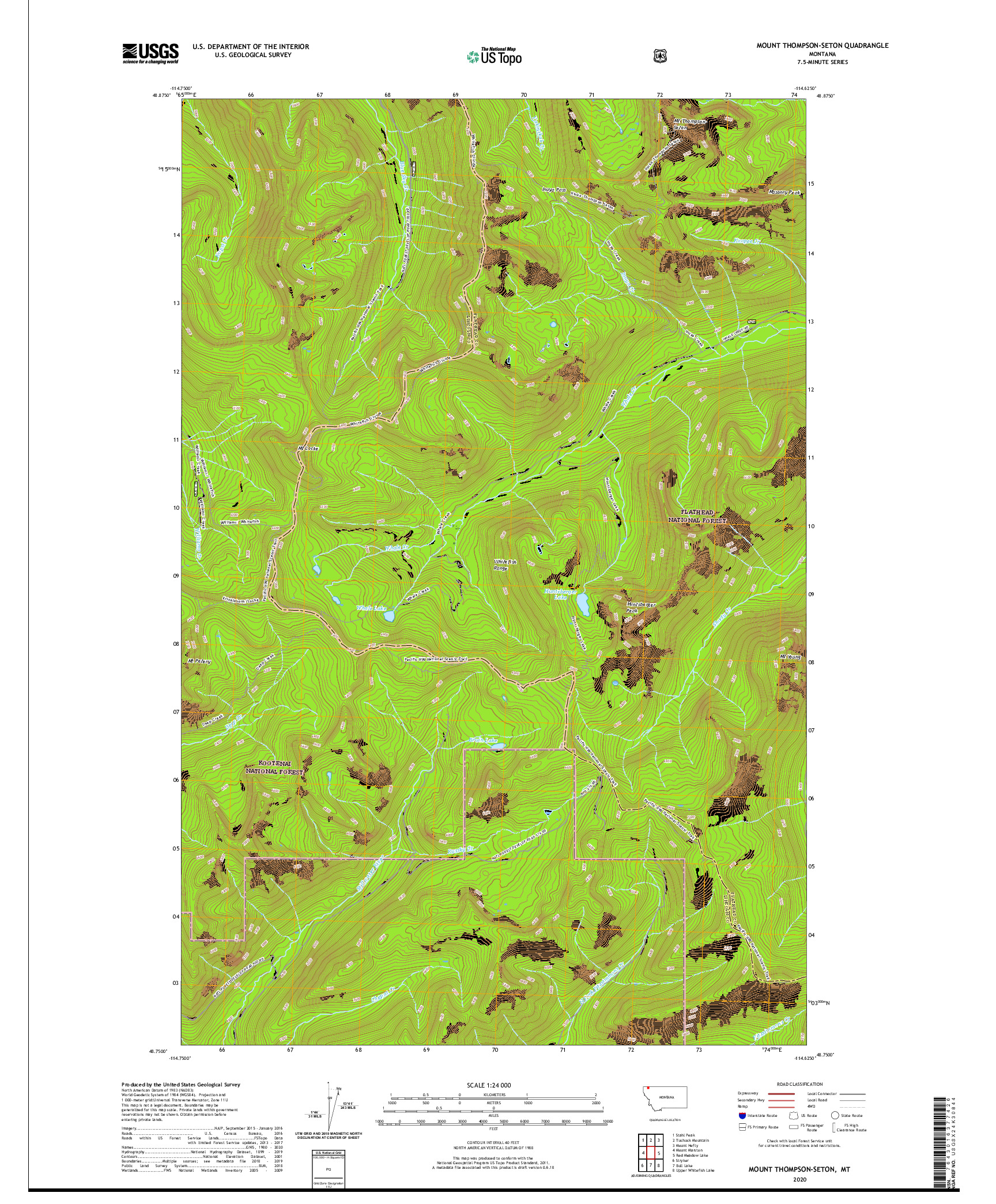USGS US TOPO 7.5-MINUTE MAP FOR MOUNT THOMPSON-SETON, MT 2020