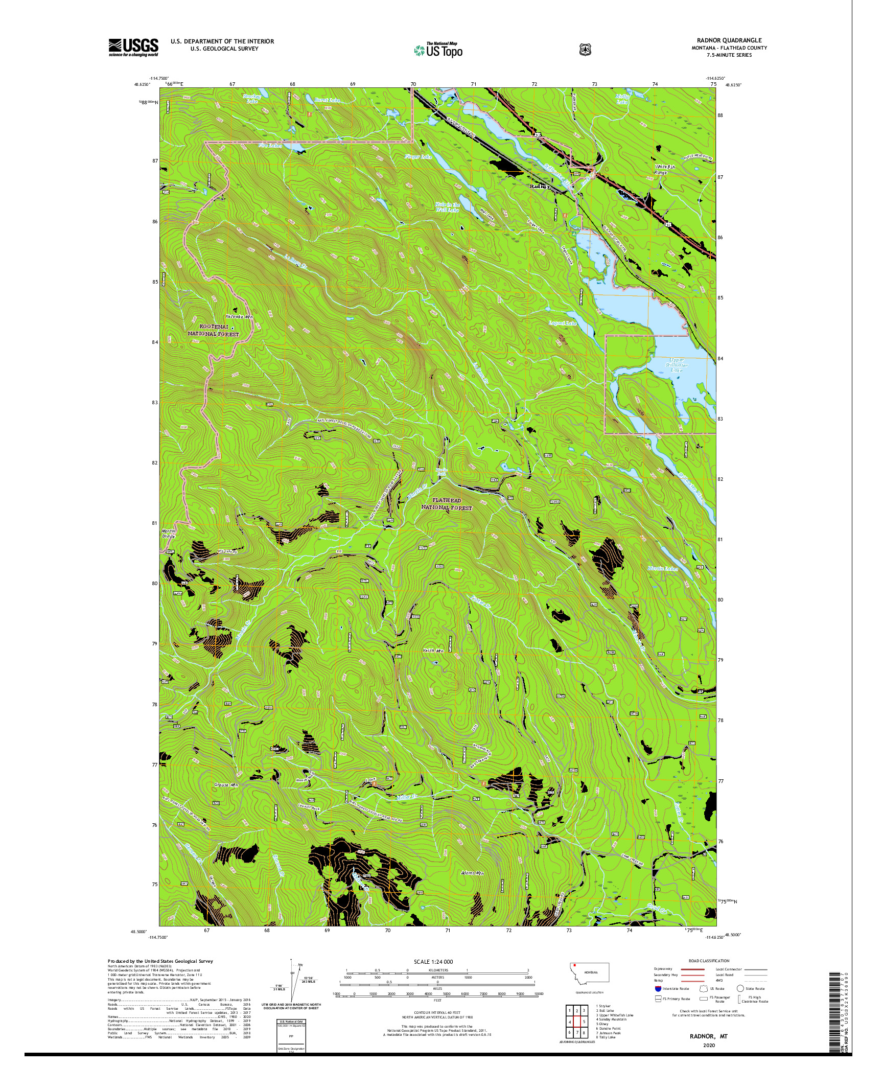 USGS US TOPO 7.5-MINUTE MAP FOR RADNOR, MT 2020
