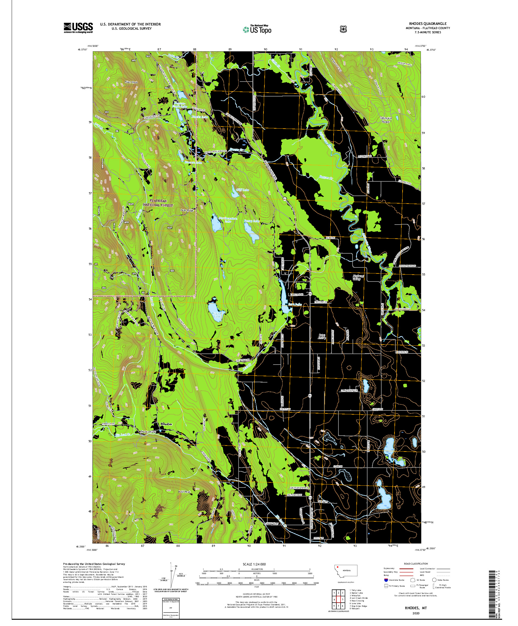 USGS US TOPO 7.5-MINUTE MAP FOR RHODES, MT 2020