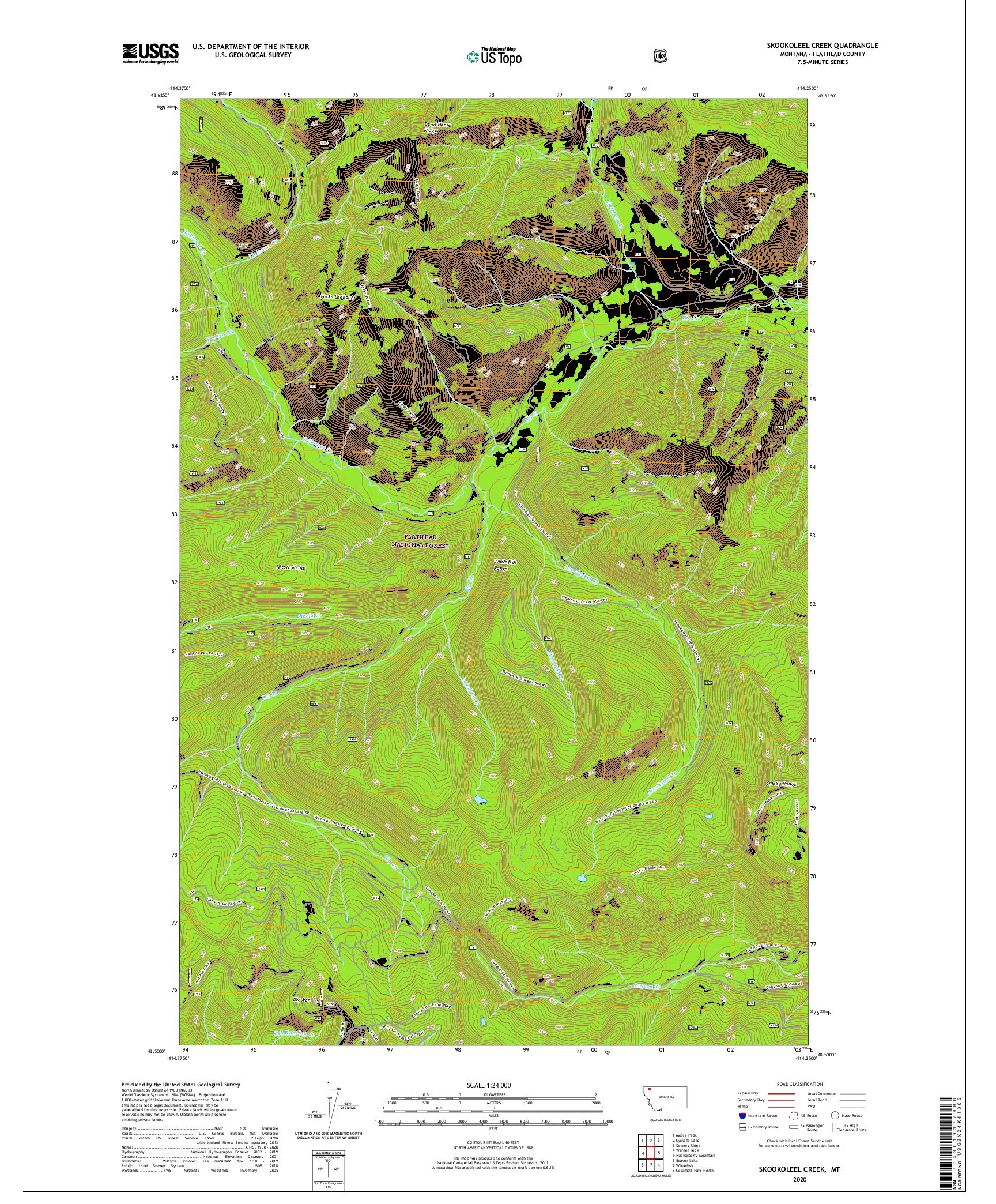 USGS US TOPO 7.5-MINUTE MAP FOR SKOOKOLEEL CREEK, MT 2020