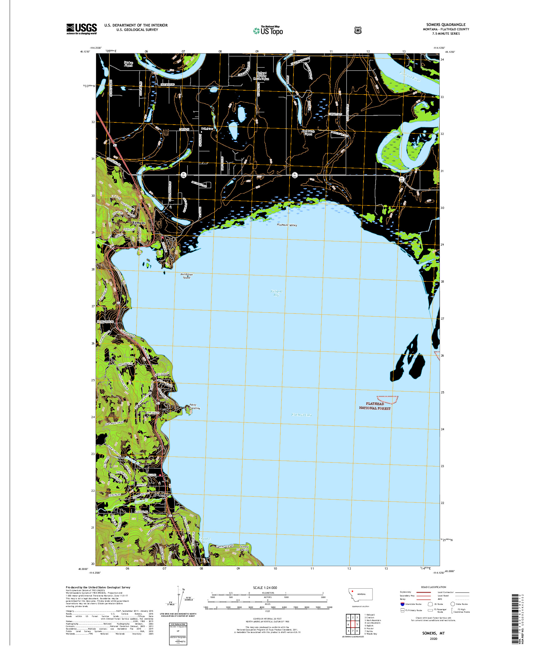 USGS US TOPO 7.5-MINUTE MAP FOR SOMERS, MT 2020