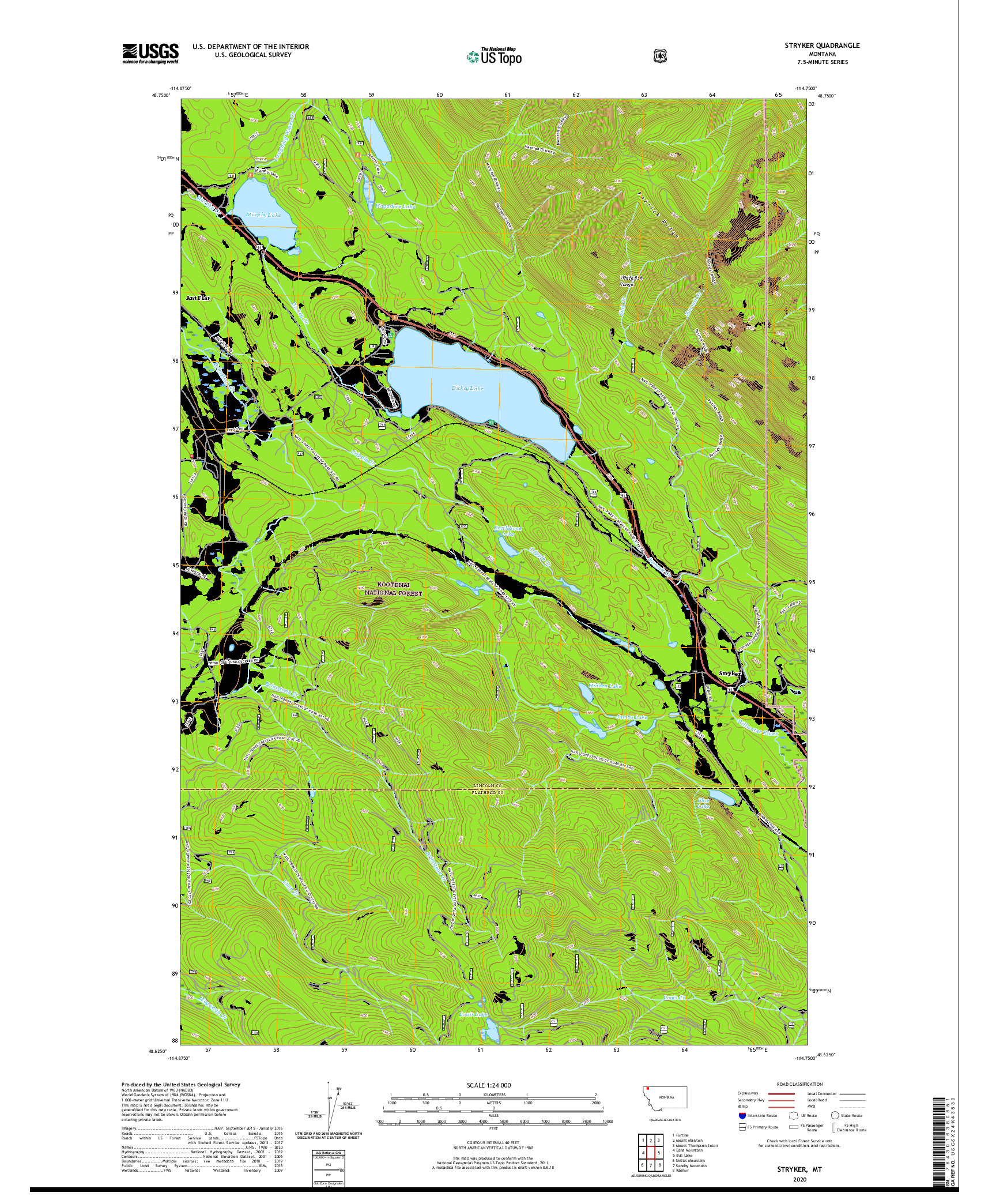 USGS US TOPO 7.5-MINUTE MAP FOR STRYKER, MT 2020