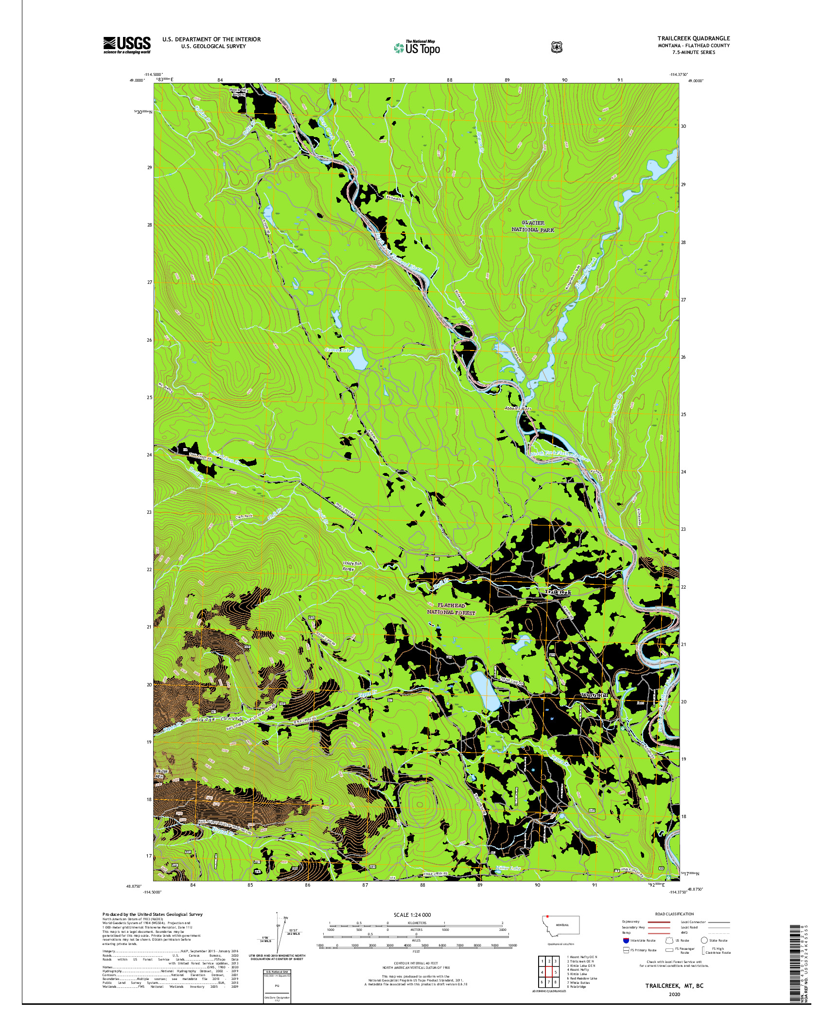 USGS US TOPO 7.5-MINUTE MAP FOR TRAILCREEK, MT,BC 2020