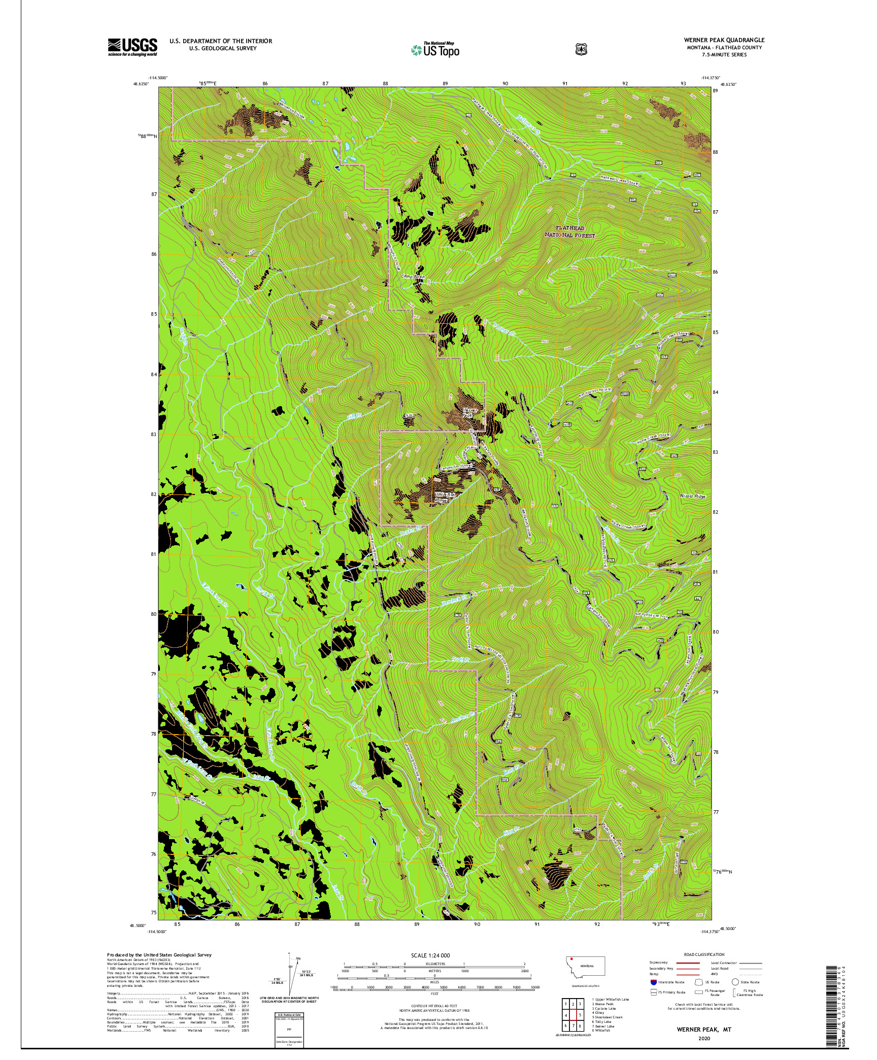 USGS US TOPO 7.5-MINUTE MAP FOR WERNER PEAK, MT 2020