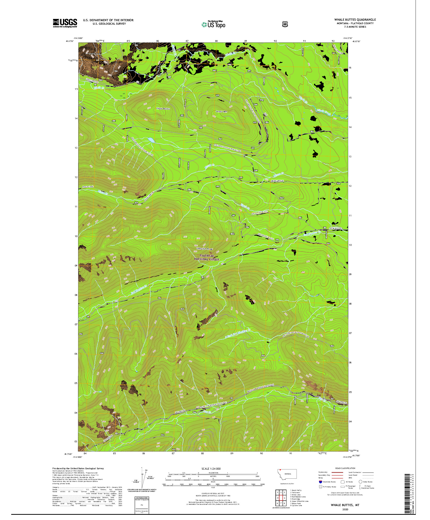 USGS US TOPO 7.5-MINUTE MAP FOR WHALE BUTTES, MT 2020