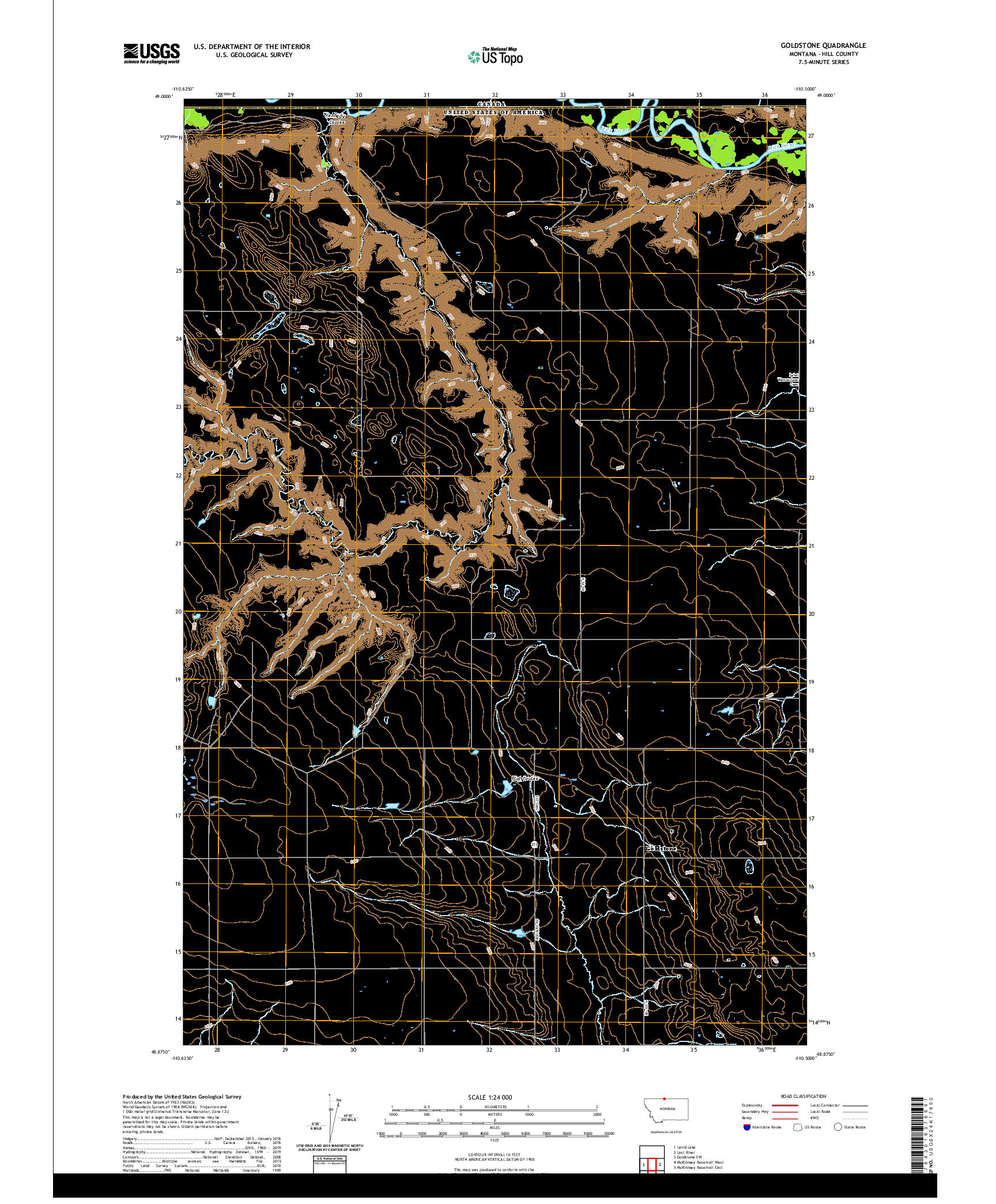 USGS US TOPO 7.5-MINUTE MAP FOR GOLDSTONE, MT,AB 2020