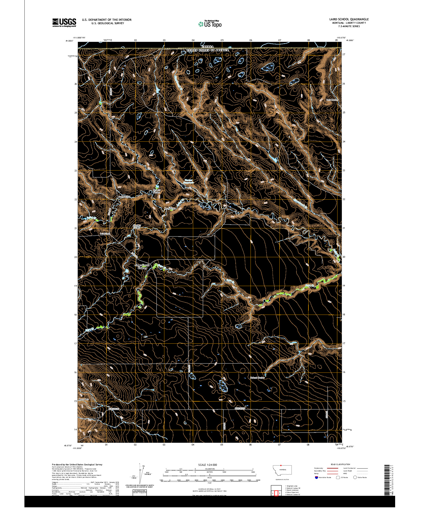 USGS US TOPO 7.5-MINUTE MAP FOR LAIRD SCHOOL, MT,AB 2020