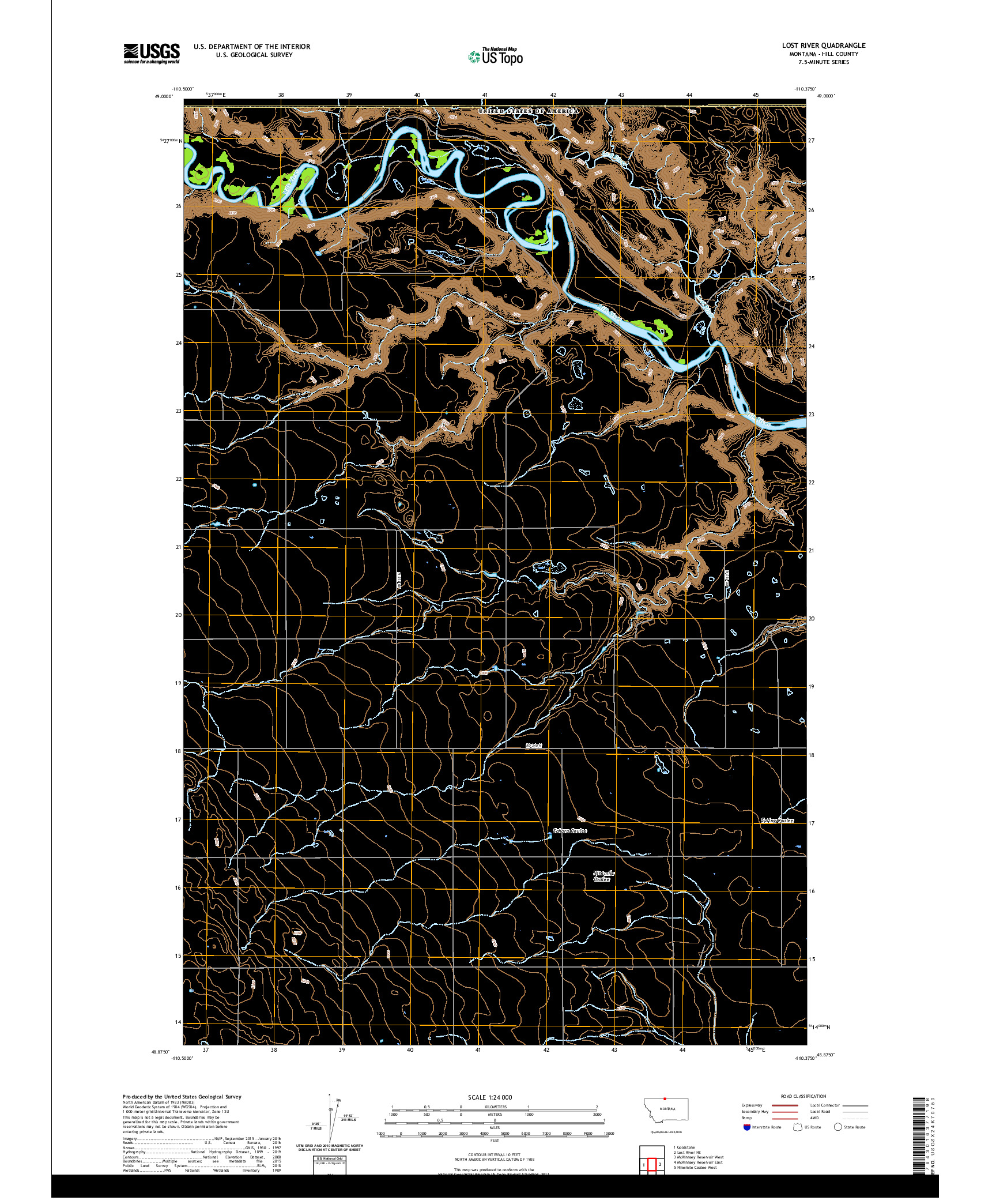 USGS US TOPO 7.5-MINUTE MAP FOR LOST RIVER, MT,AB 2020