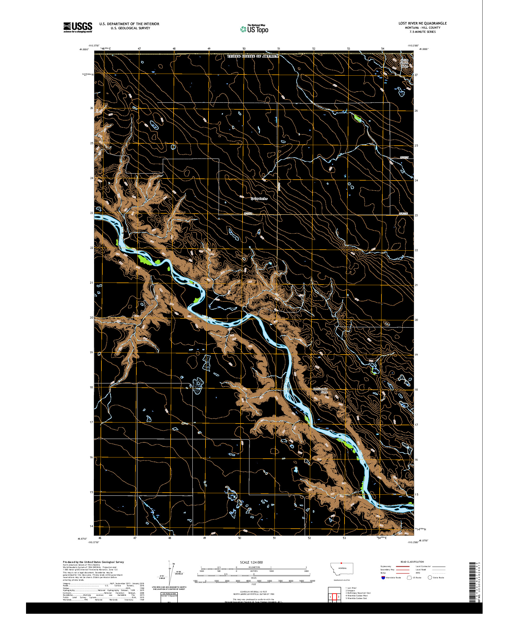USGS US TOPO 7.5-MINUTE MAP FOR LOST RIVER NE, MT,AB 2020