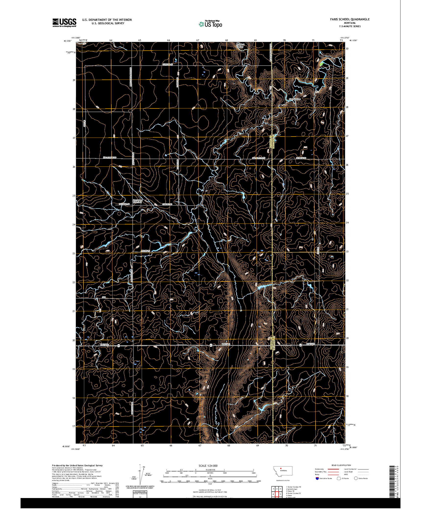 USGS US TOPO 7.5-MINUTE MAP FOR FARIS SCHOOL, MT 2020