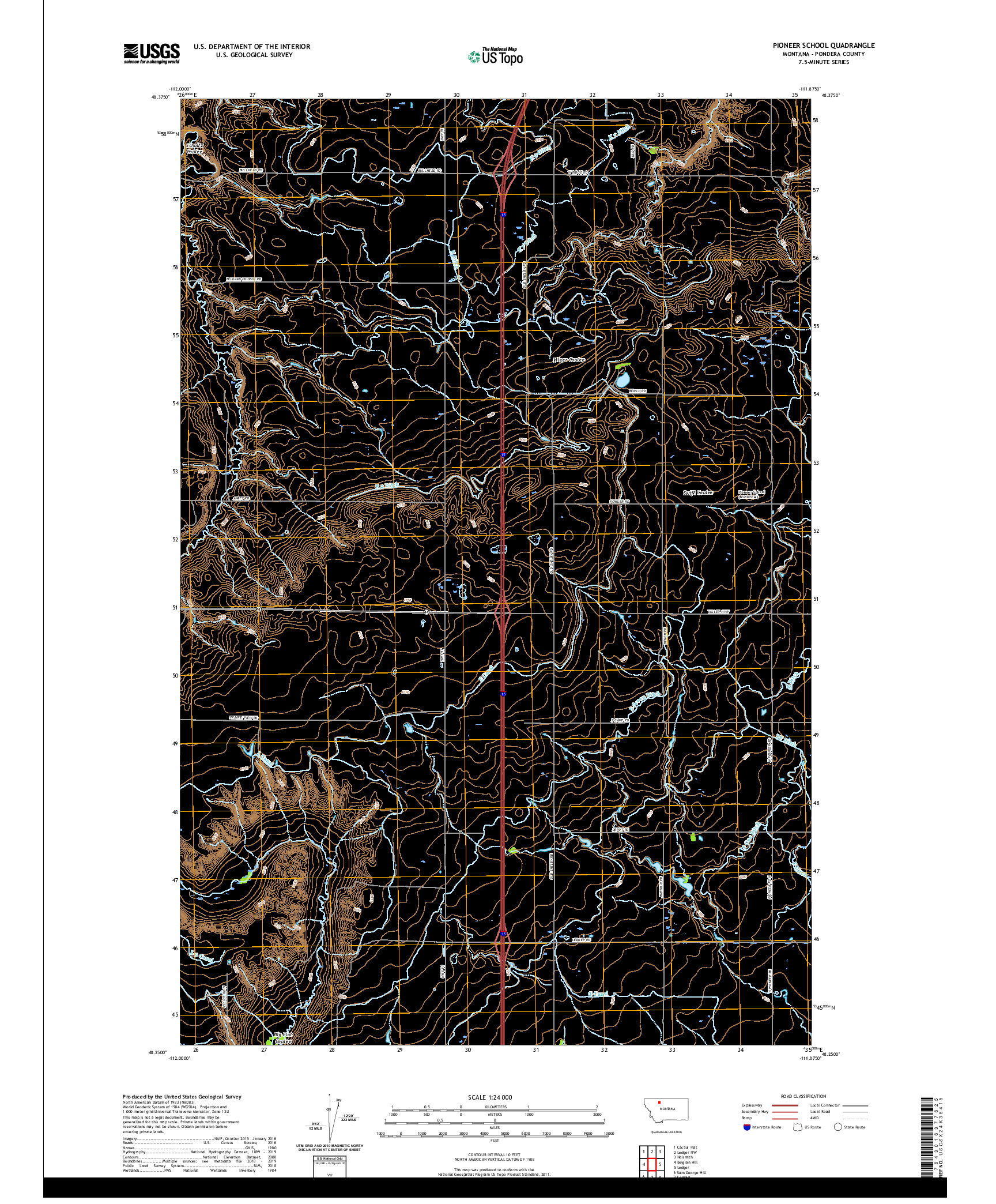 USGS US TOPO 7.5-MINUTE MAP FOR PIONEER SCHOOL, MT 2020