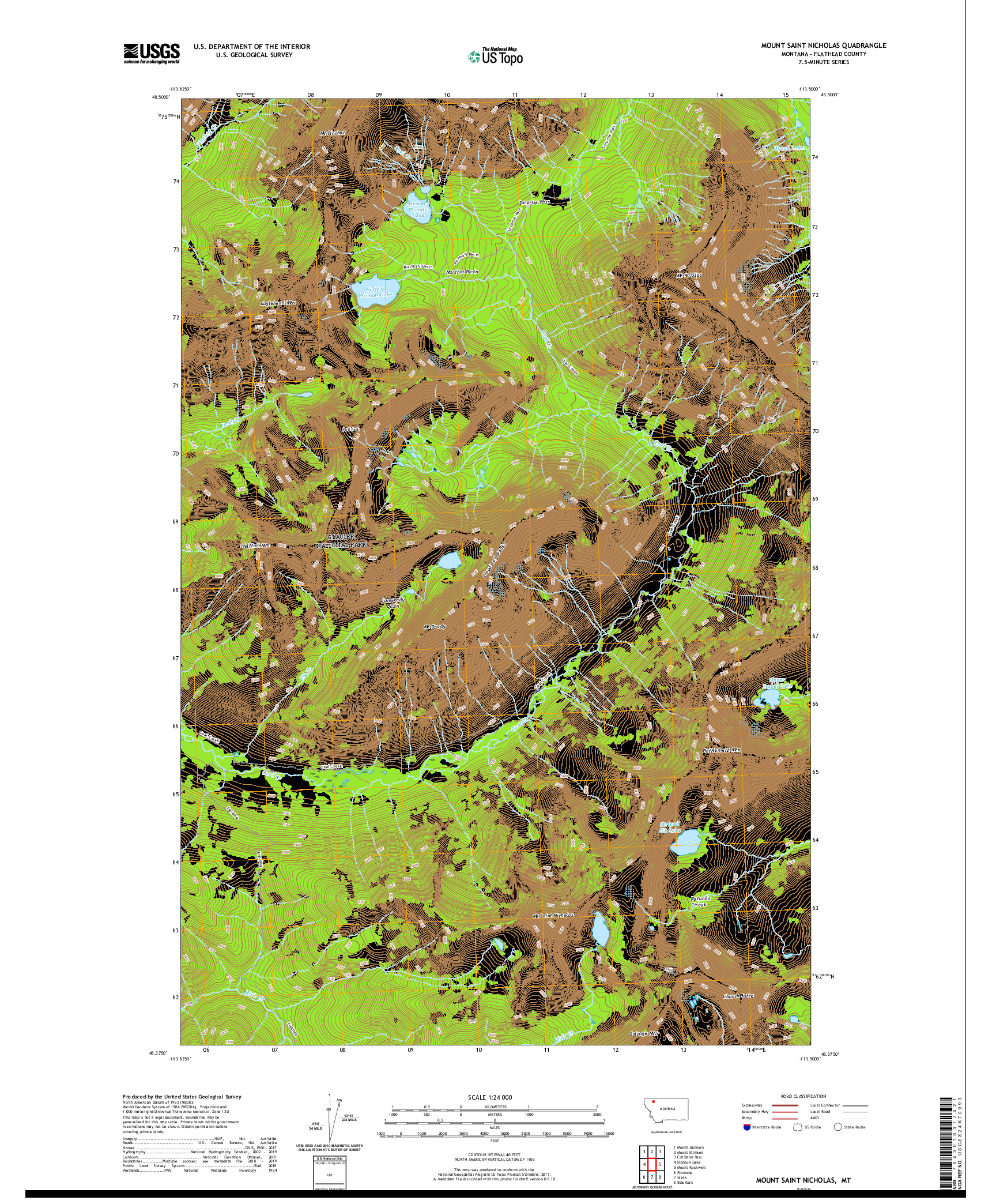 USGS US TOPO 7.5-MINUTE MAP FOR MOUNT SAINT NICHOLAS, MT 2020