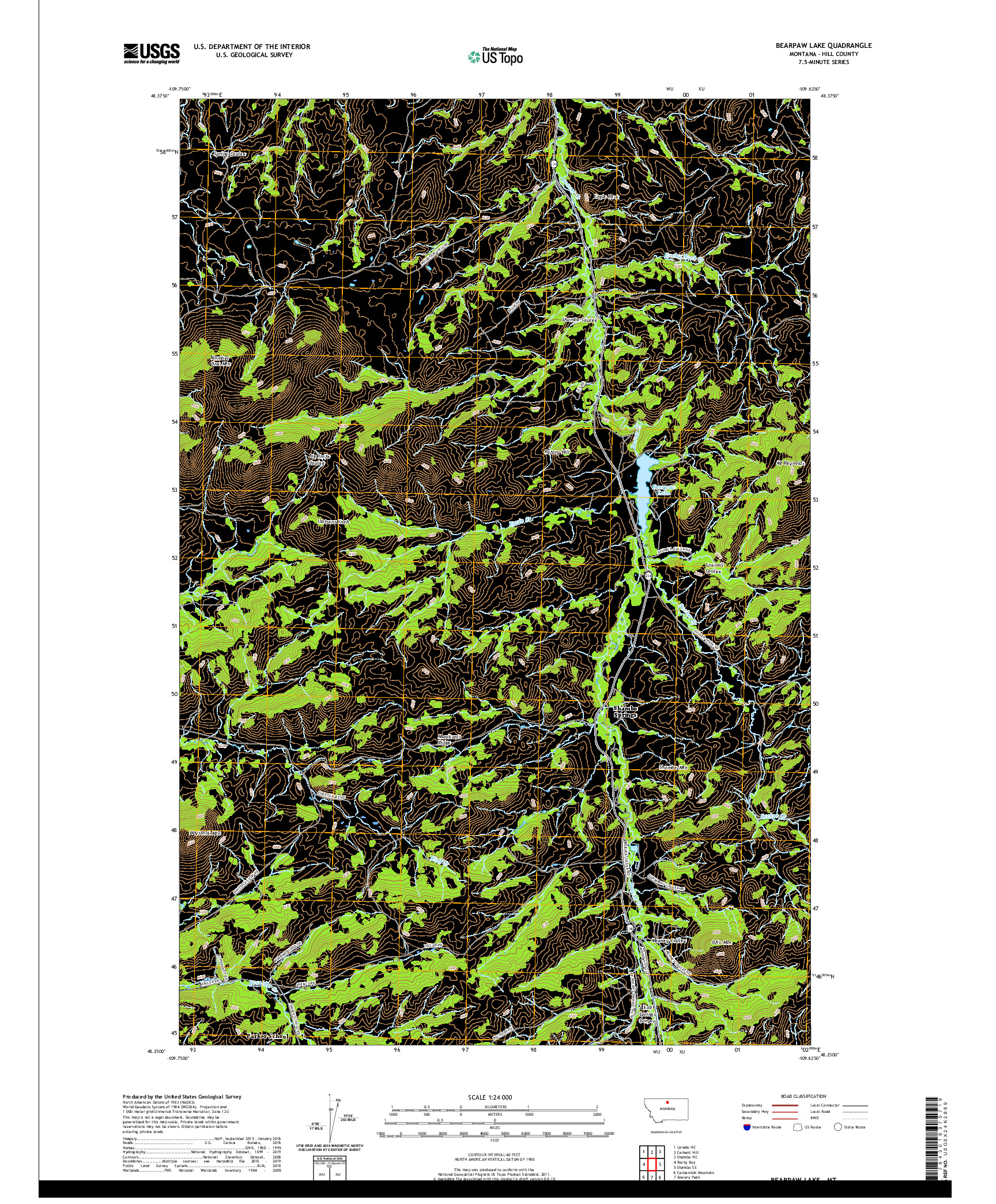 USGS US TOPO 7.5-MINUTE MAP FOR BEARPAW LAKE, MT 2020