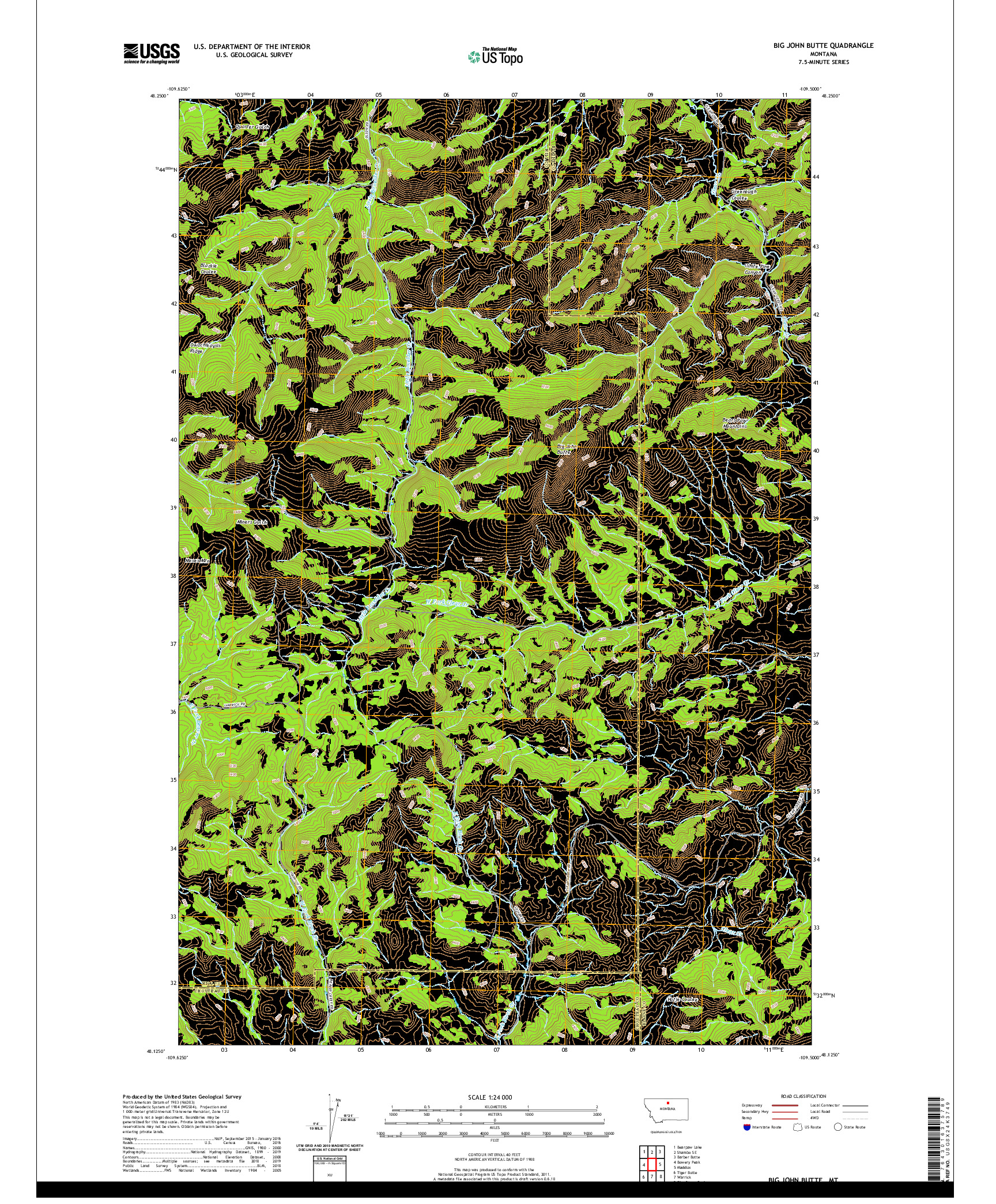 USGS US TOPO 7.5-MINUTE MAP FOR BIG JOHN BUTTE, MT 2020